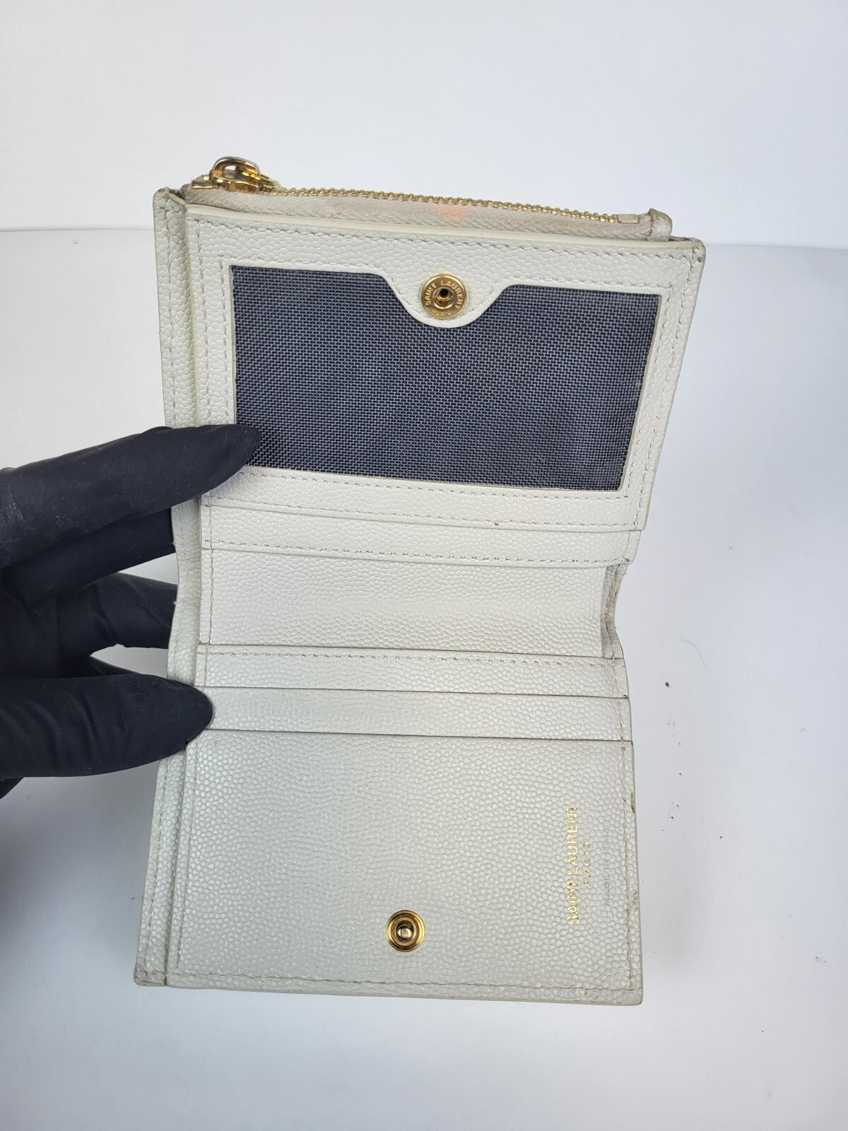 Saint Laurent Wallet Ivory Leather Small Wallet