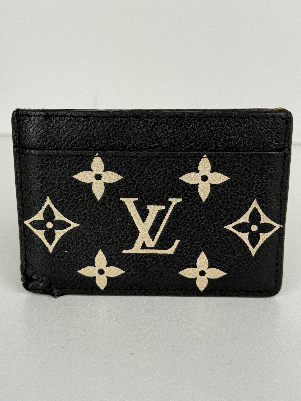 LOUIS VUITTON Porte Carte Saample Bicolor Monogram Empret Leather Card Case