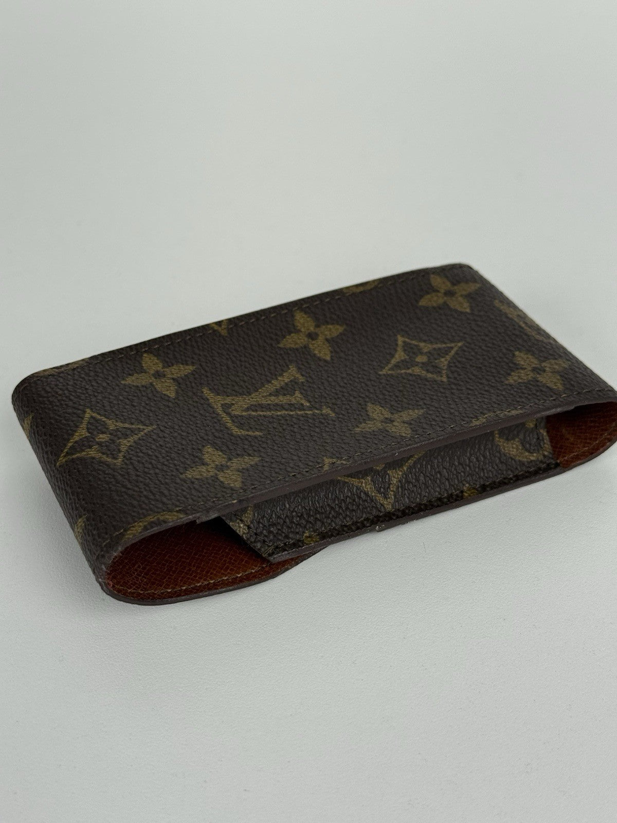 Louis Vuitton Monogram Case Brown Leather 5 Inch