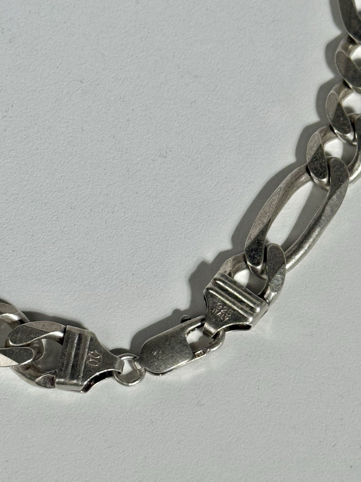 STERLING SILVER 925 ITALY 6.5MM FIGARO CHAIN NECKLACE 26”