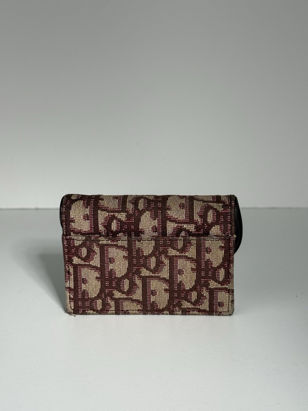 Dior Oblique Saddle Card Holder Bordeaux