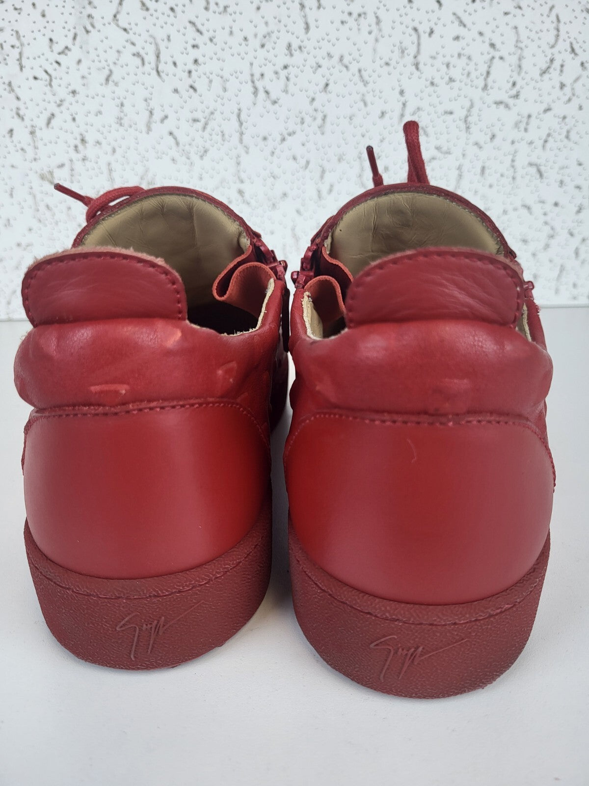 Zanotti Mens Low Top Red Leather Sneakers Size 45