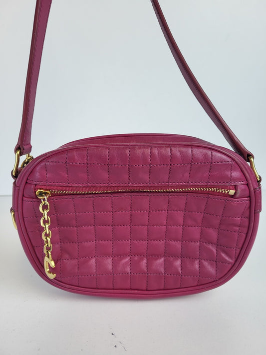 Celine Bag Pink Quilted Calfskin Leather C Charm Small Camera Bag