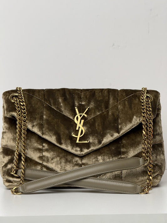 Saint Laurent Loulou Puffer Small YSL Shoulder Bag in Quilted Velvet