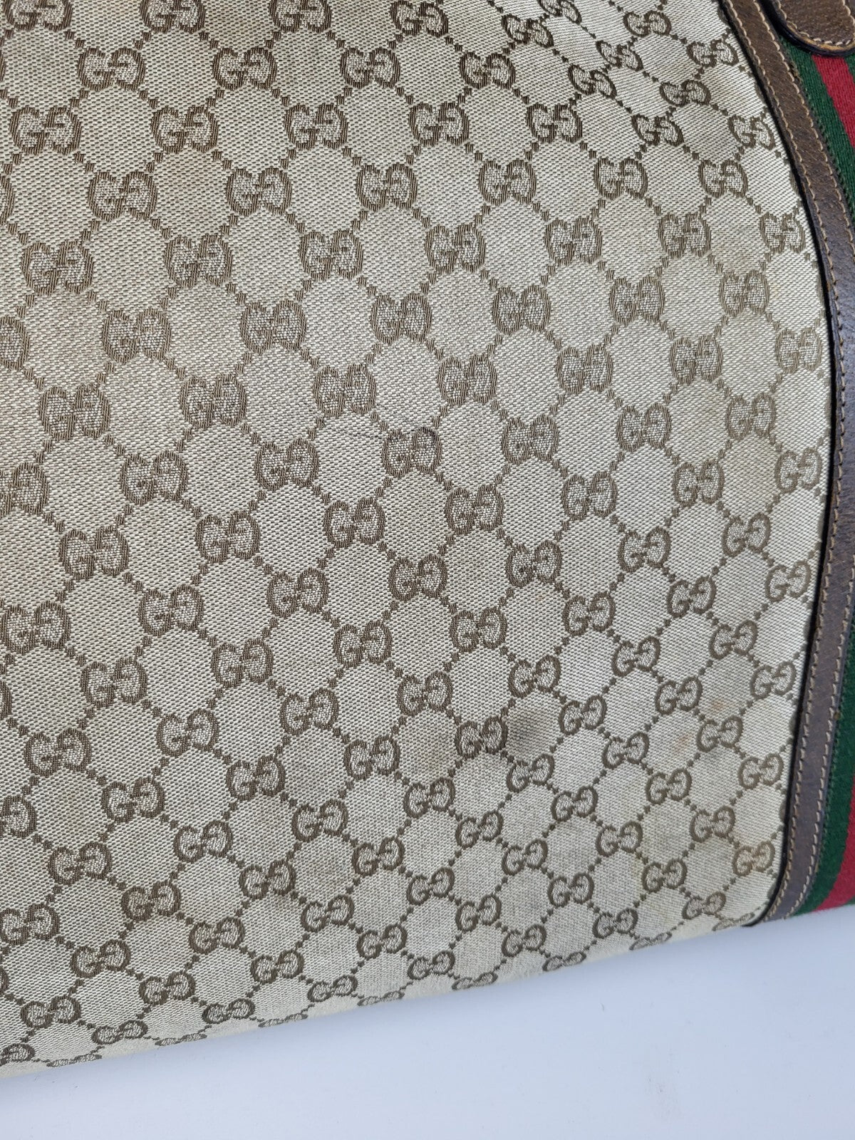 Gucci Vintage Travel Bag Suitcase Monogram Brown Canvas