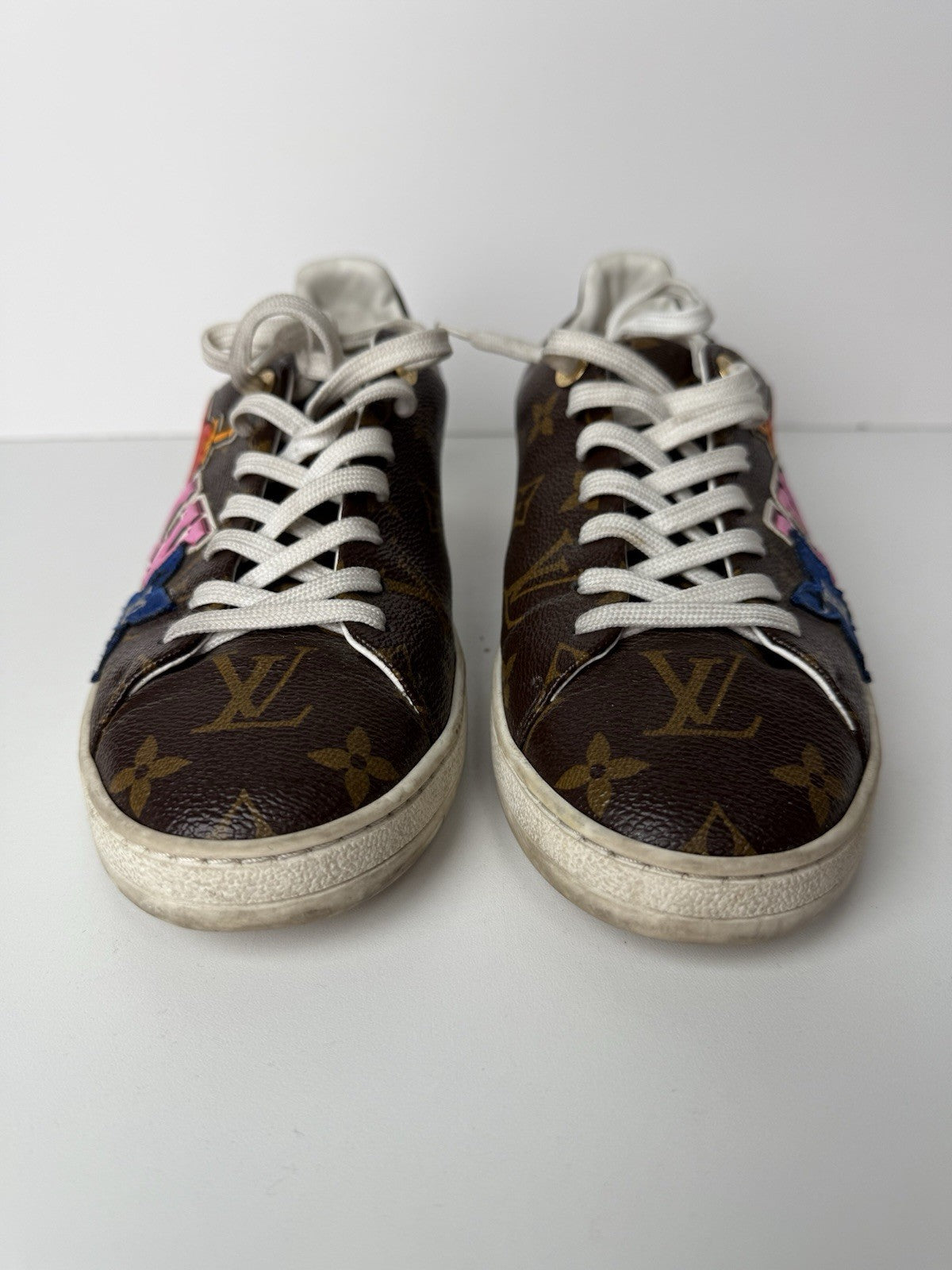 Calfskin Monogram LV Black Heart Sneakers  Size 38