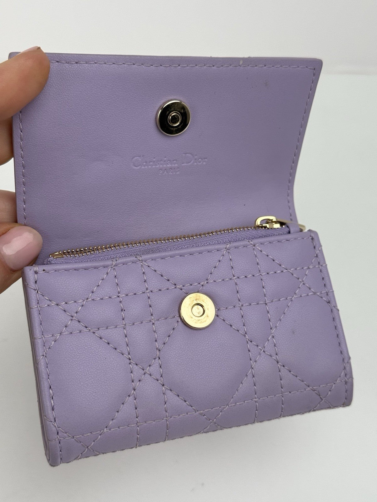 Dior Lambskin Cannage Miss Dior Glycine Wallet Purple