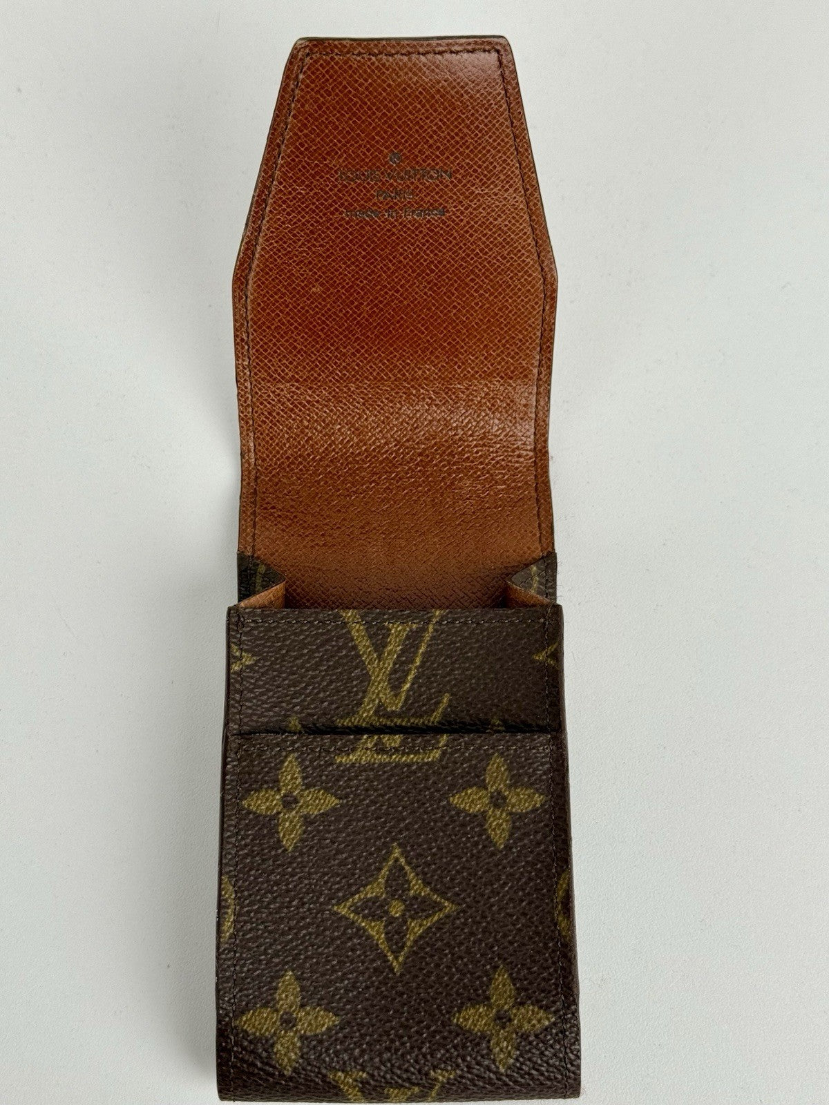 Louis Vuitton Monogram Case Brown Leather 5 Inch