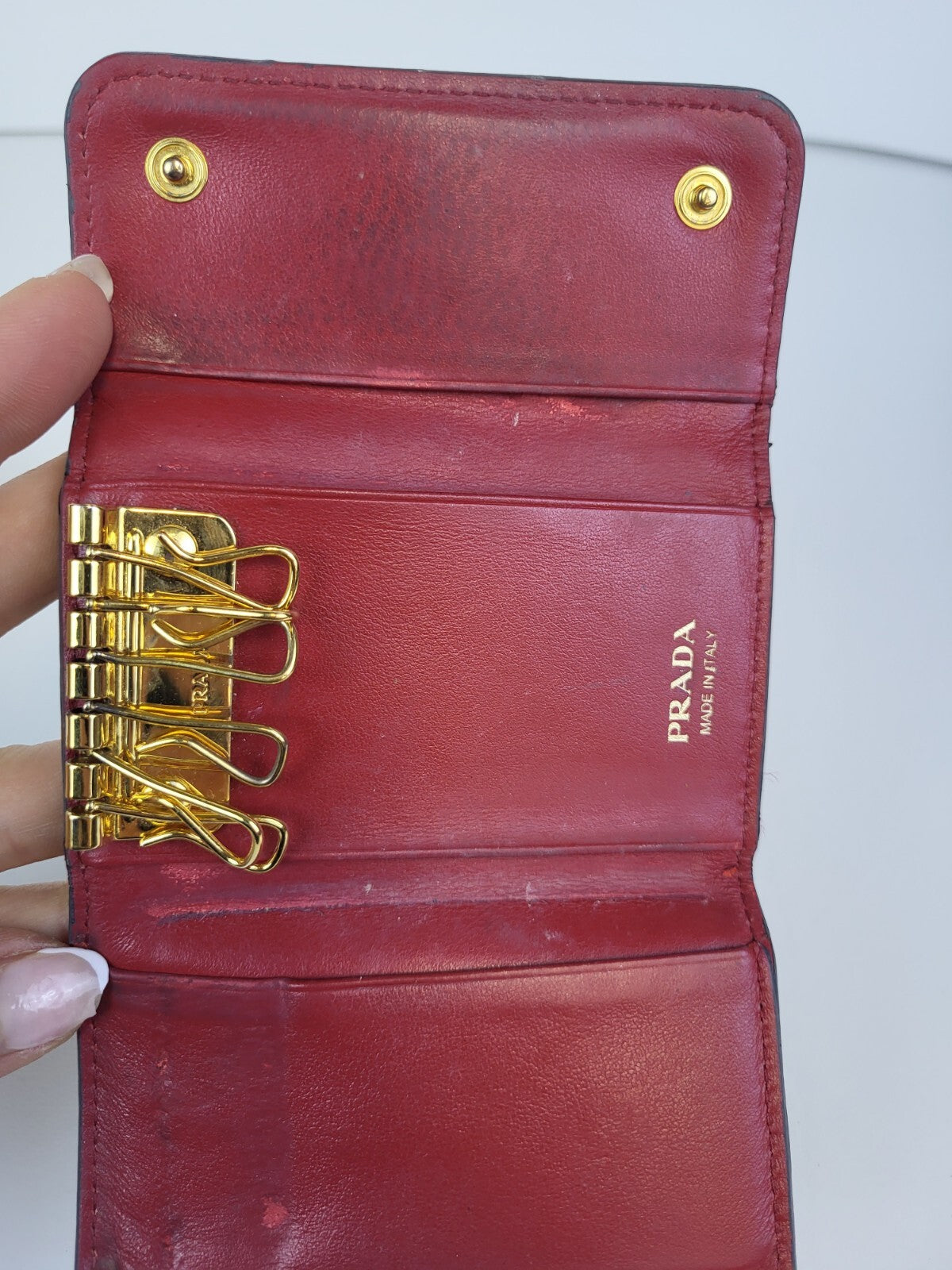 PRADA Women's Leather Black Solid Key Case