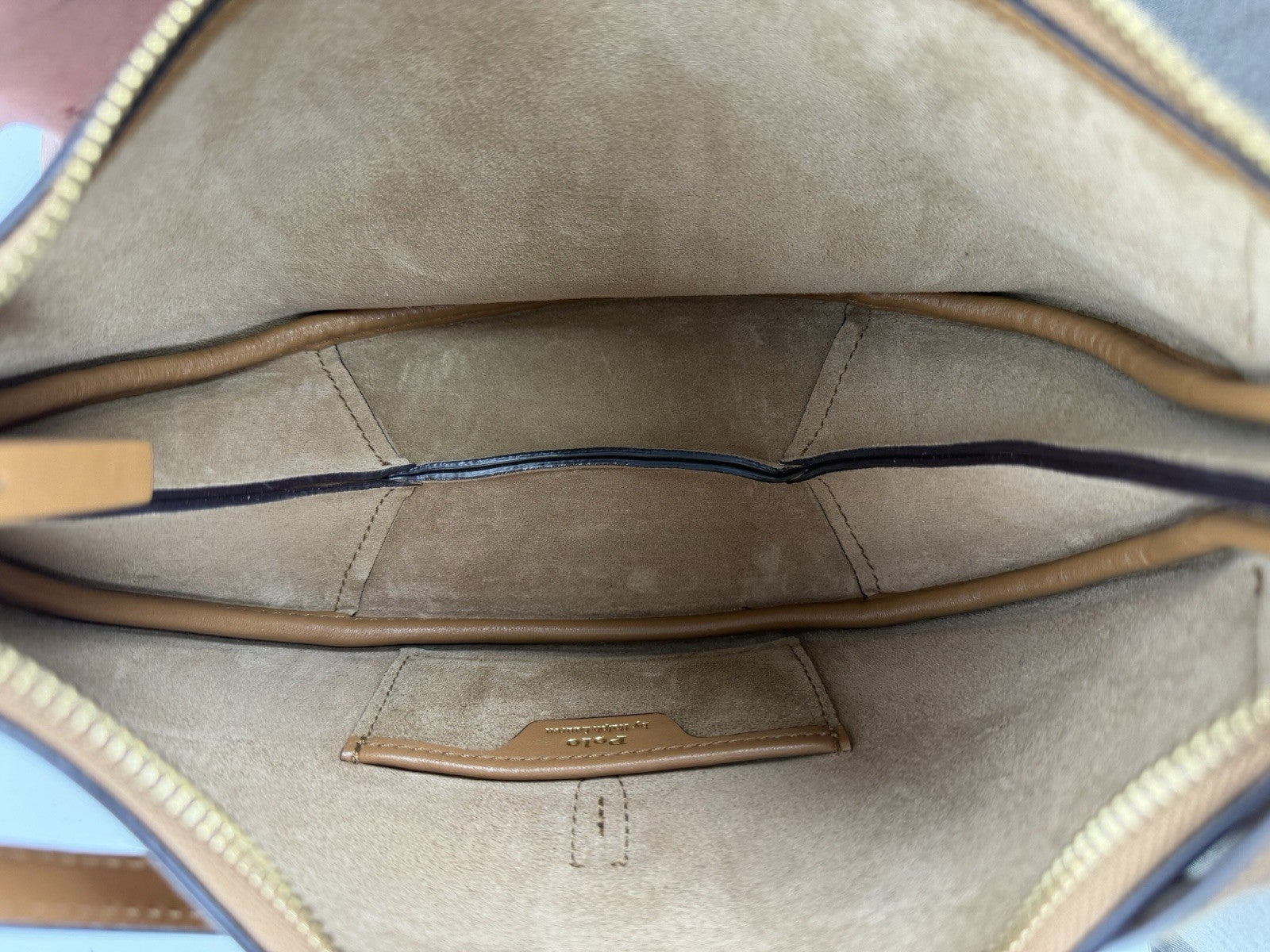 POLO RALPH LAUREN Shoulder Bag Half Moon Shaped Leather Brown