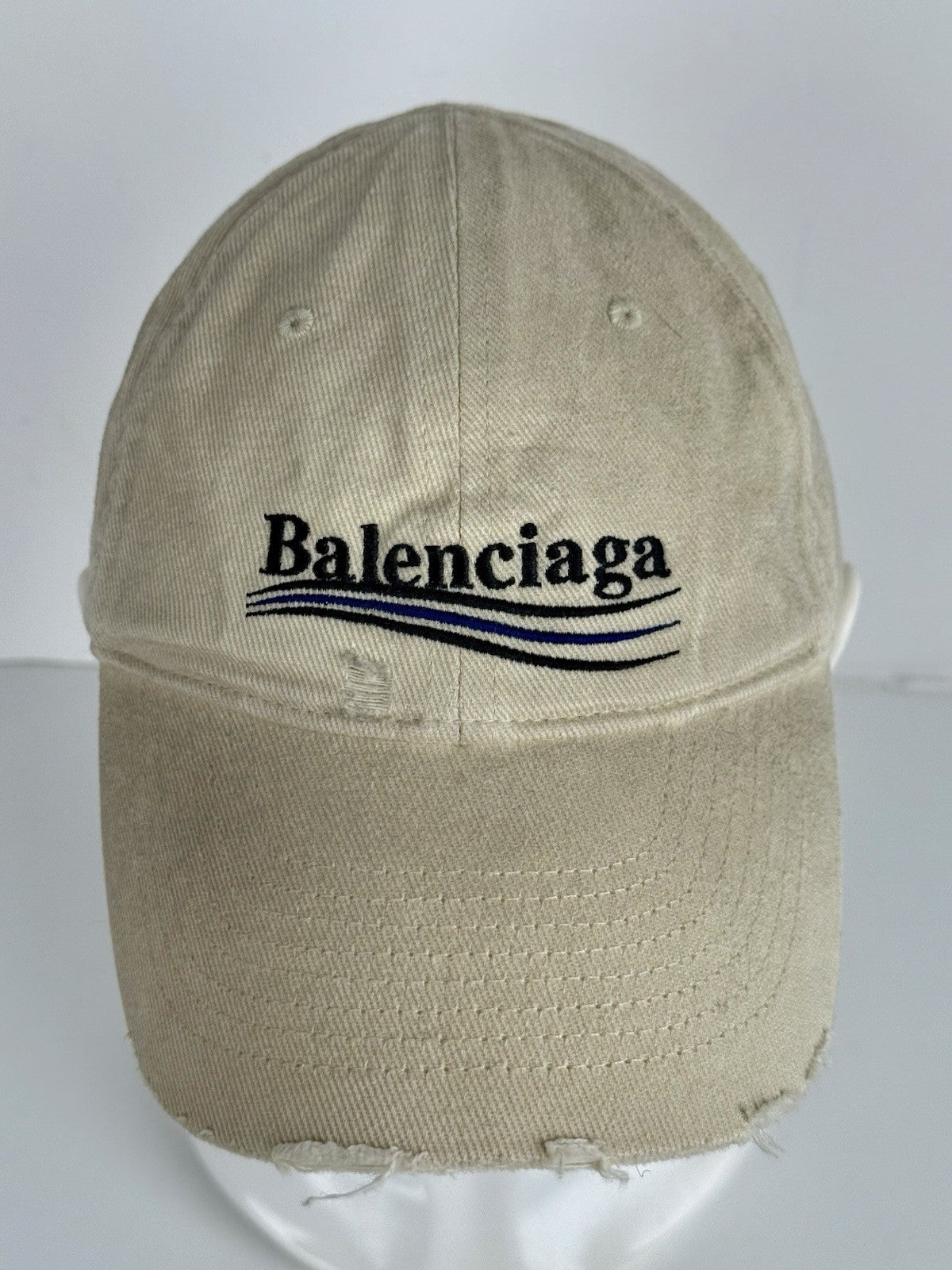 Balenciaga Baseball Cap Ivory Cotton Fabric