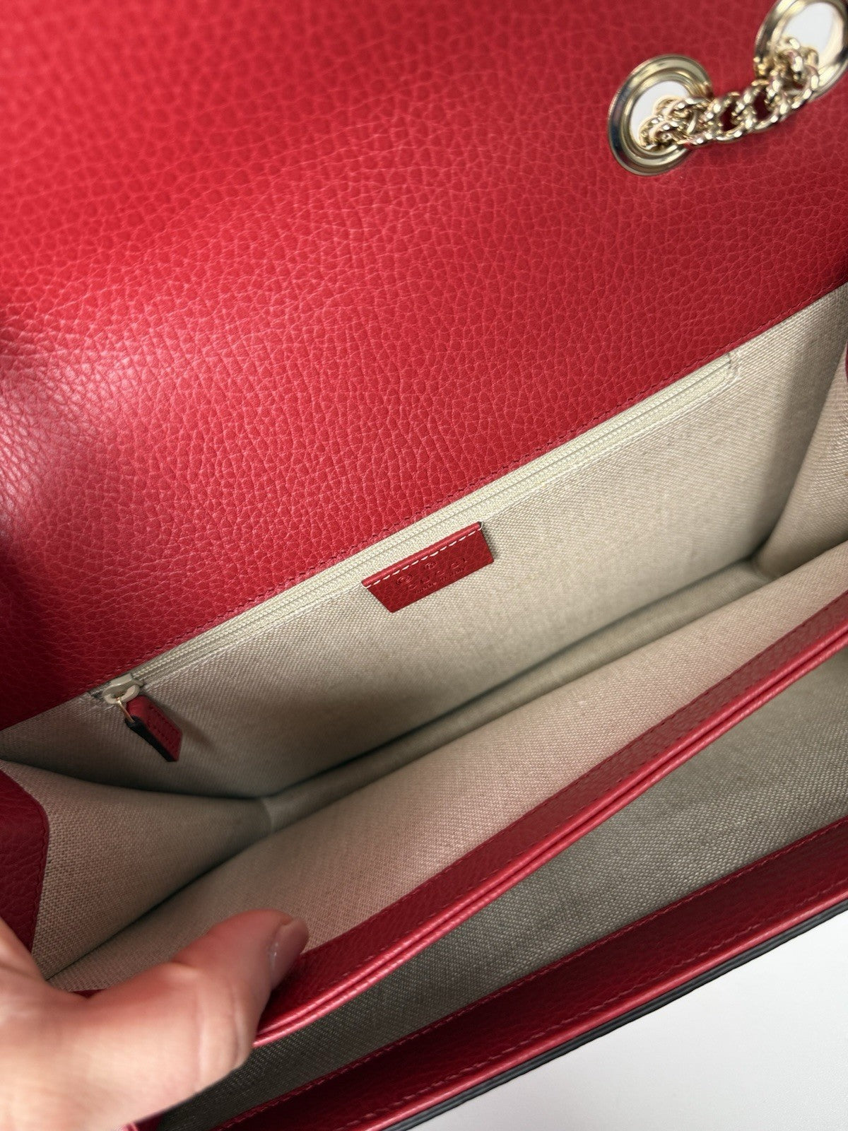Gucci Interlocking G Red Leather Shoulder Women's Bag