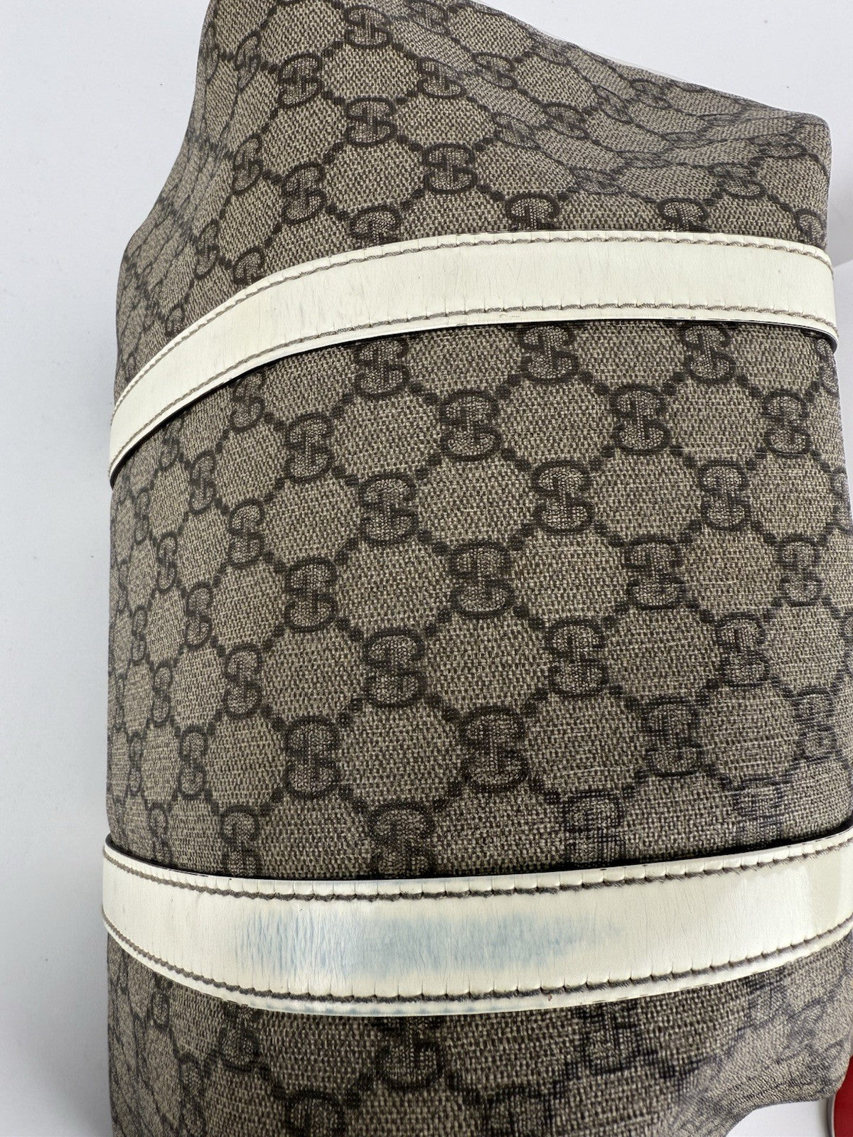 Gucci Joy Beige Strap Boston Bag Medium Brown Canvas