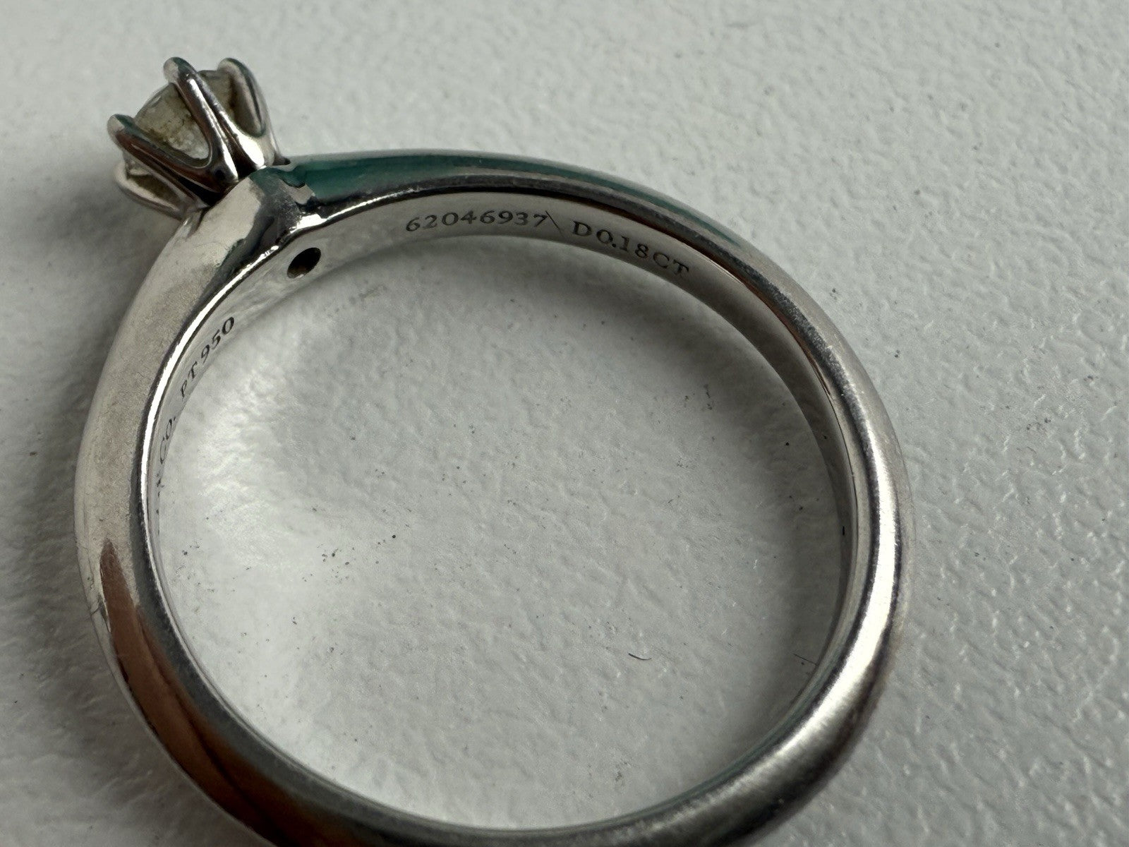 Tiffany & Co Platinum Diamond Engagement Ring 0.15 Carat Brilliant Cut Size 4.75