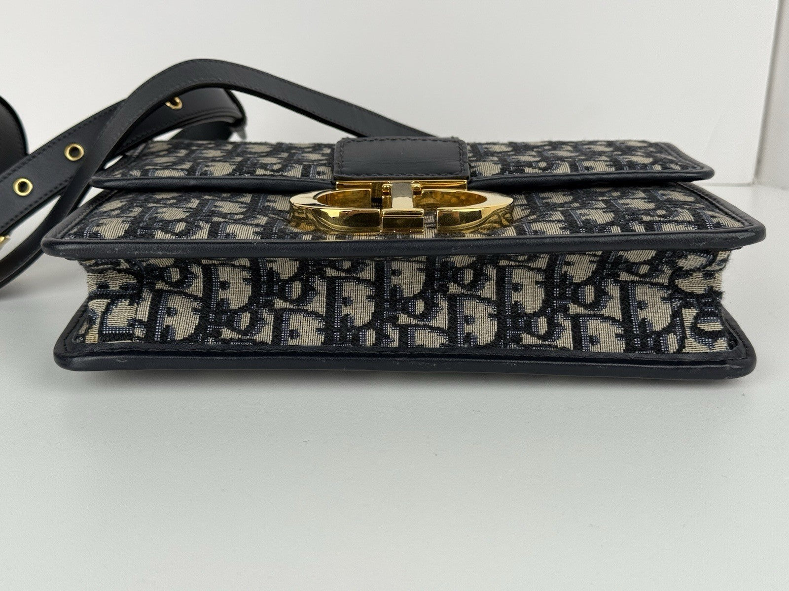 Dior  OBLIQUE 30 Montaigne Blue and Beige Canvas Shoulder bag