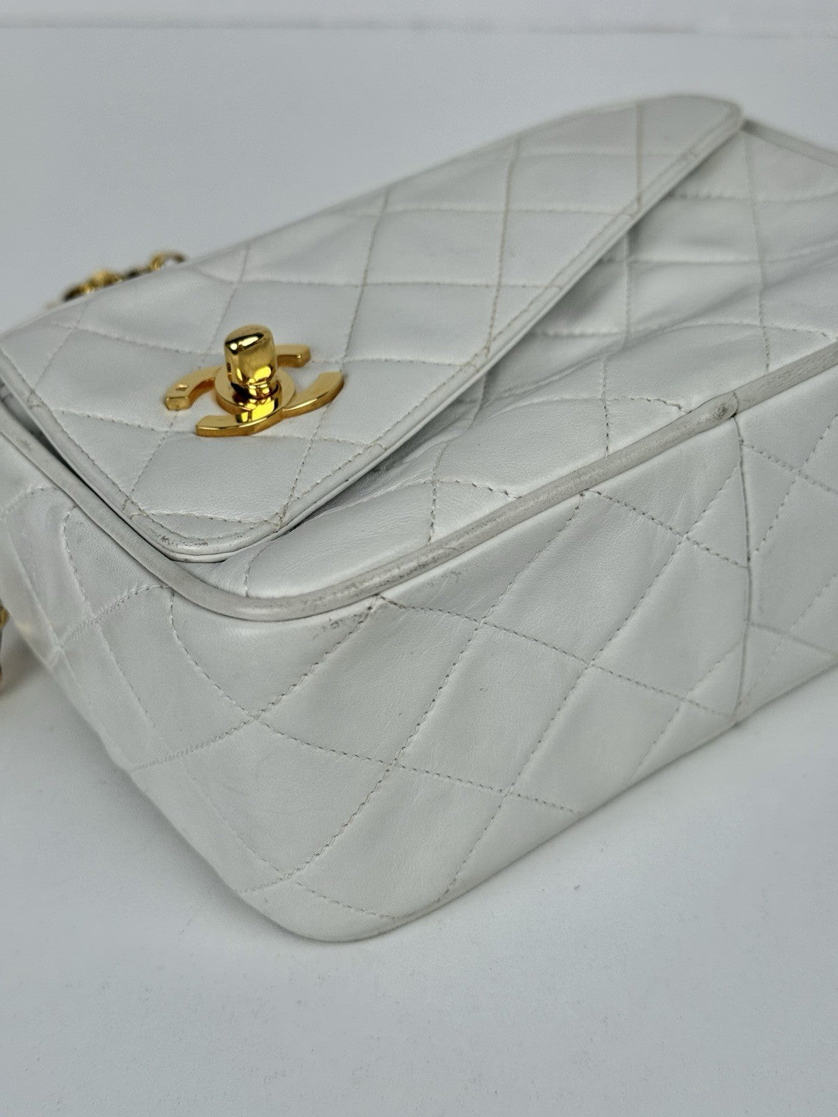 Chanel Lambskin Quilted Tassel Camera Case White Bag