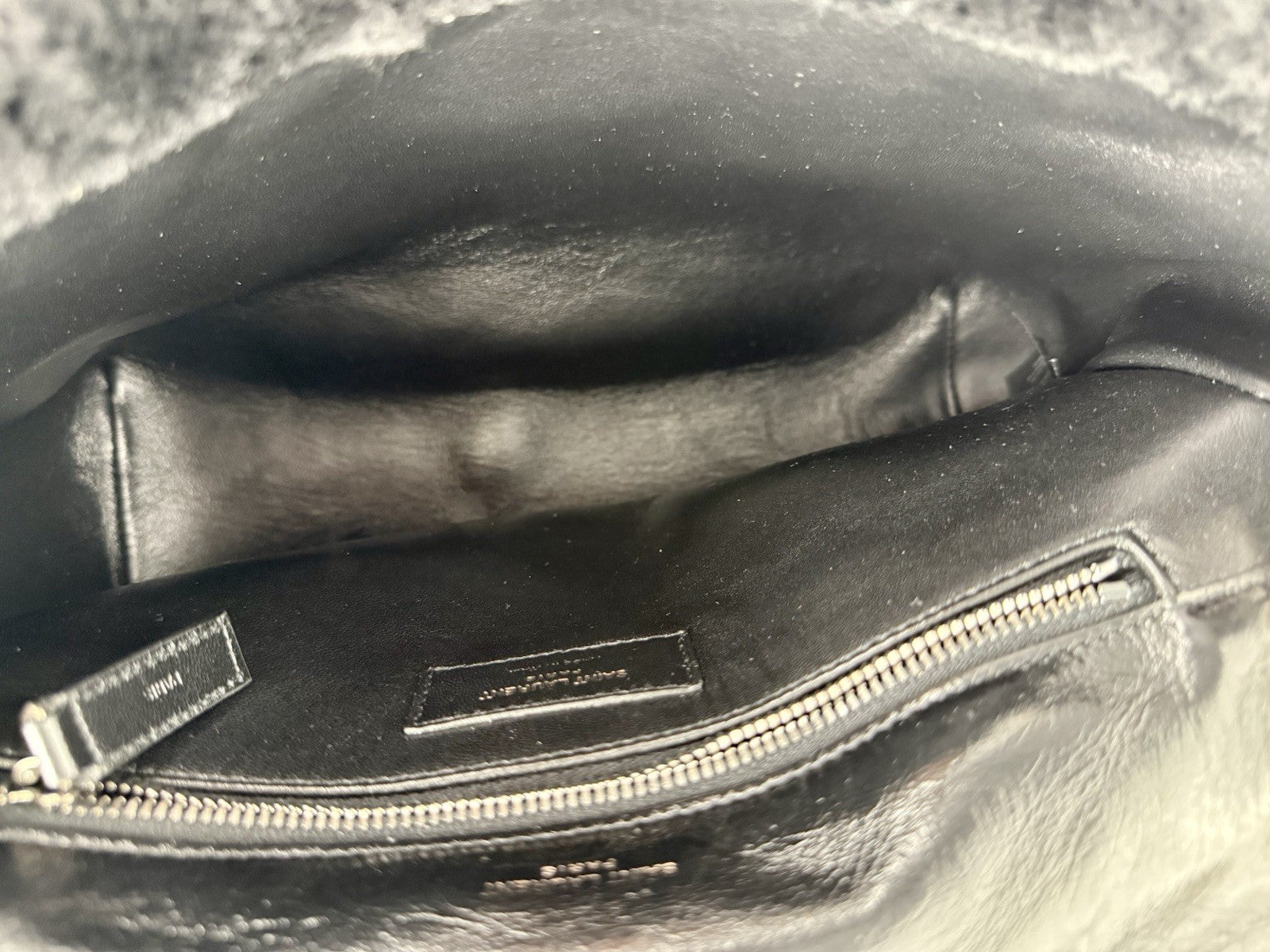 SAINT LAURENT Niki Shearling Black Shoulder Bag