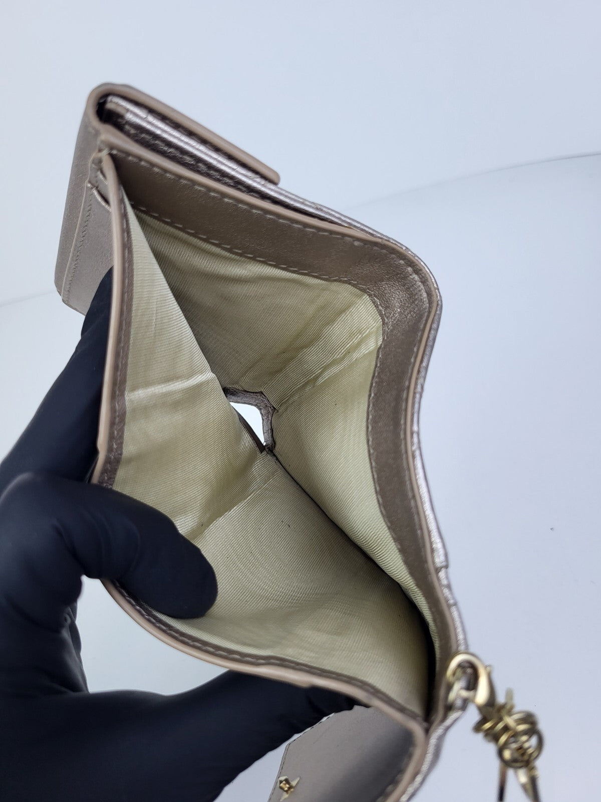 Metallic Lambskin Cannage Lady Dior Lady Dior Wallet Gold