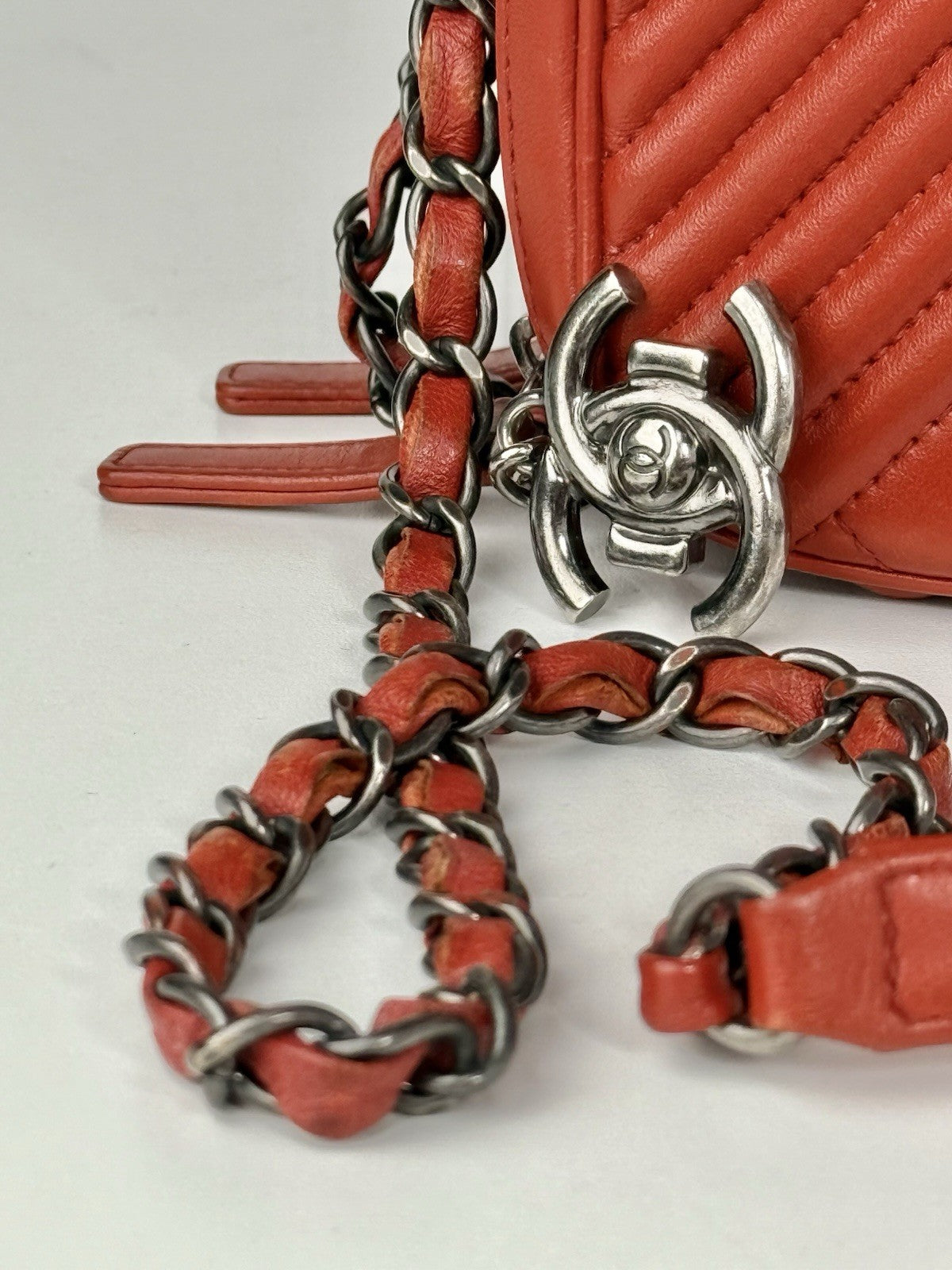 Chanel Coco Boy Quilted Leather Mini Bag Red