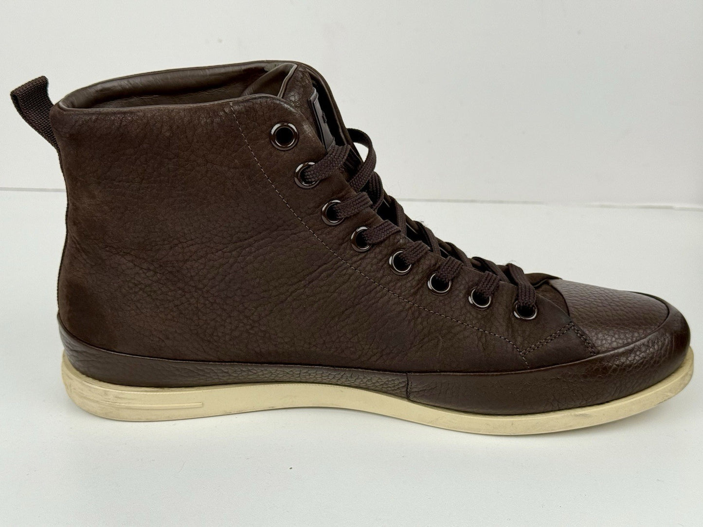 Louis Vuitton Brown Nubuck And Leather Embroidered Accent Men Sneakers LV Size 8