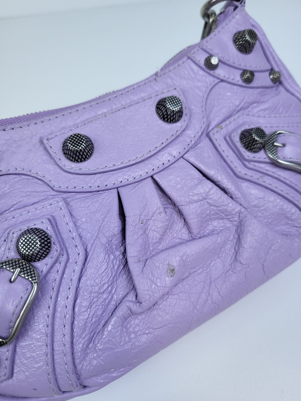 Balenciaga Le Cagole Mini Lilac Leather Chain Crossbody Bag