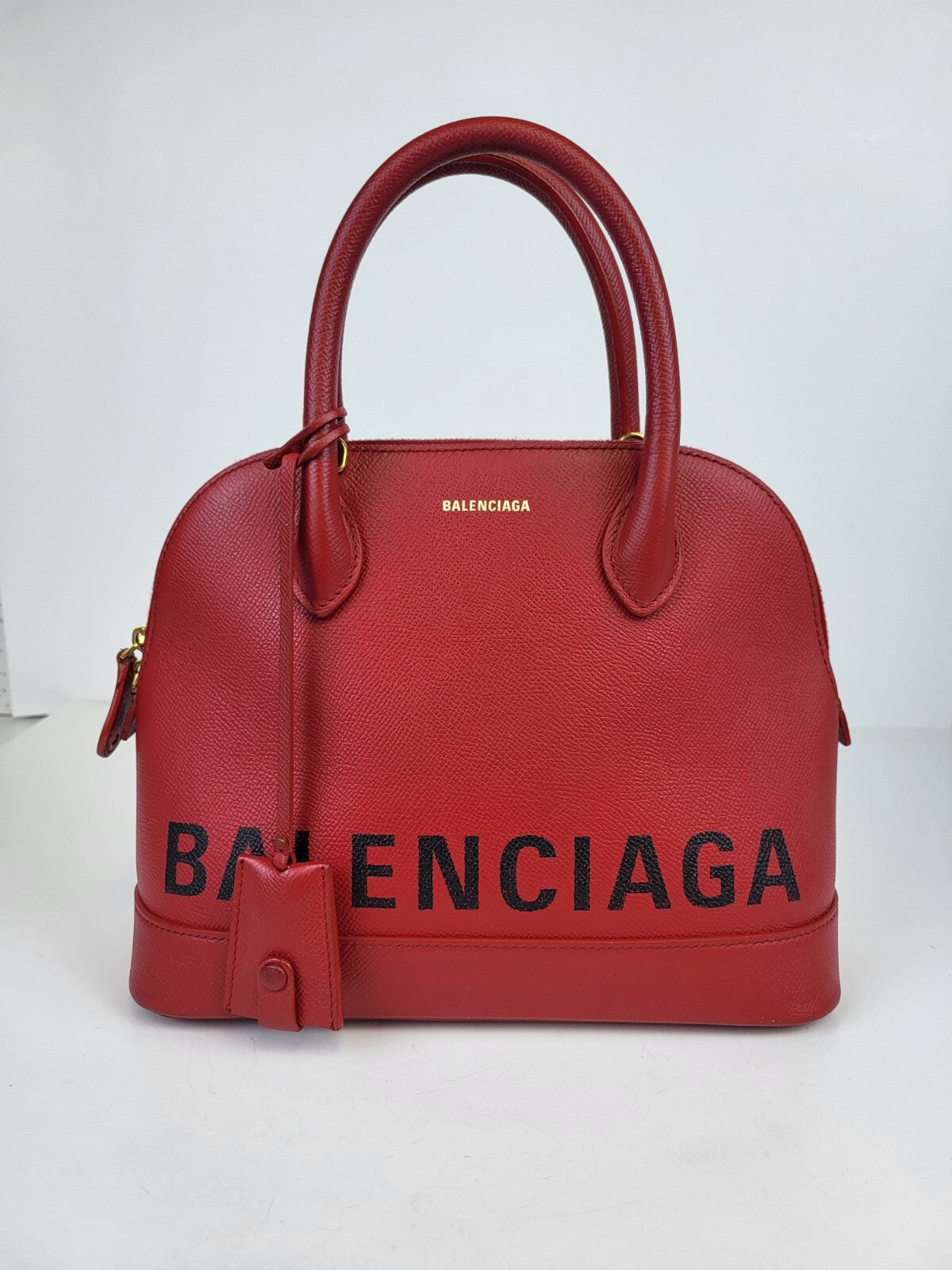 BALENCIAGA Ville Bag Red Grained Leather  Top Handles Bag