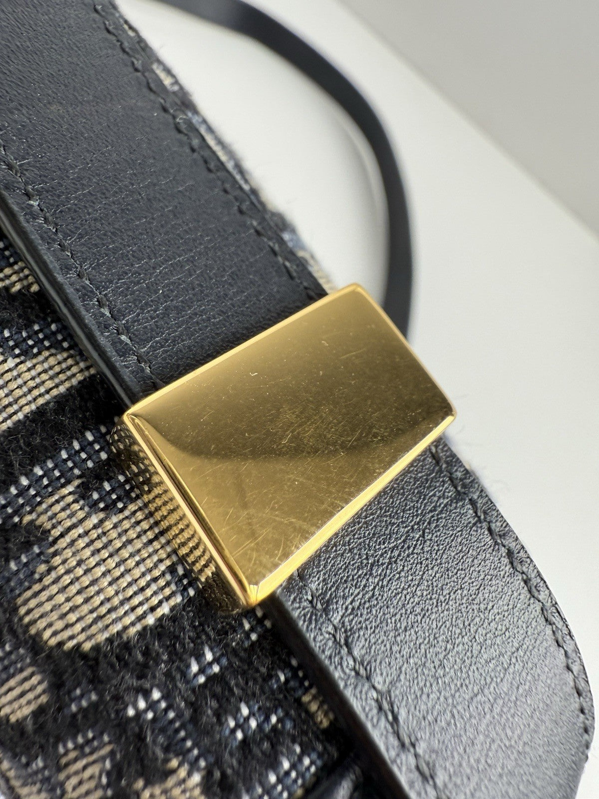 Dior  OBLIQUE 30 Montaigne Blue and Beige Canvas Shoulder bag