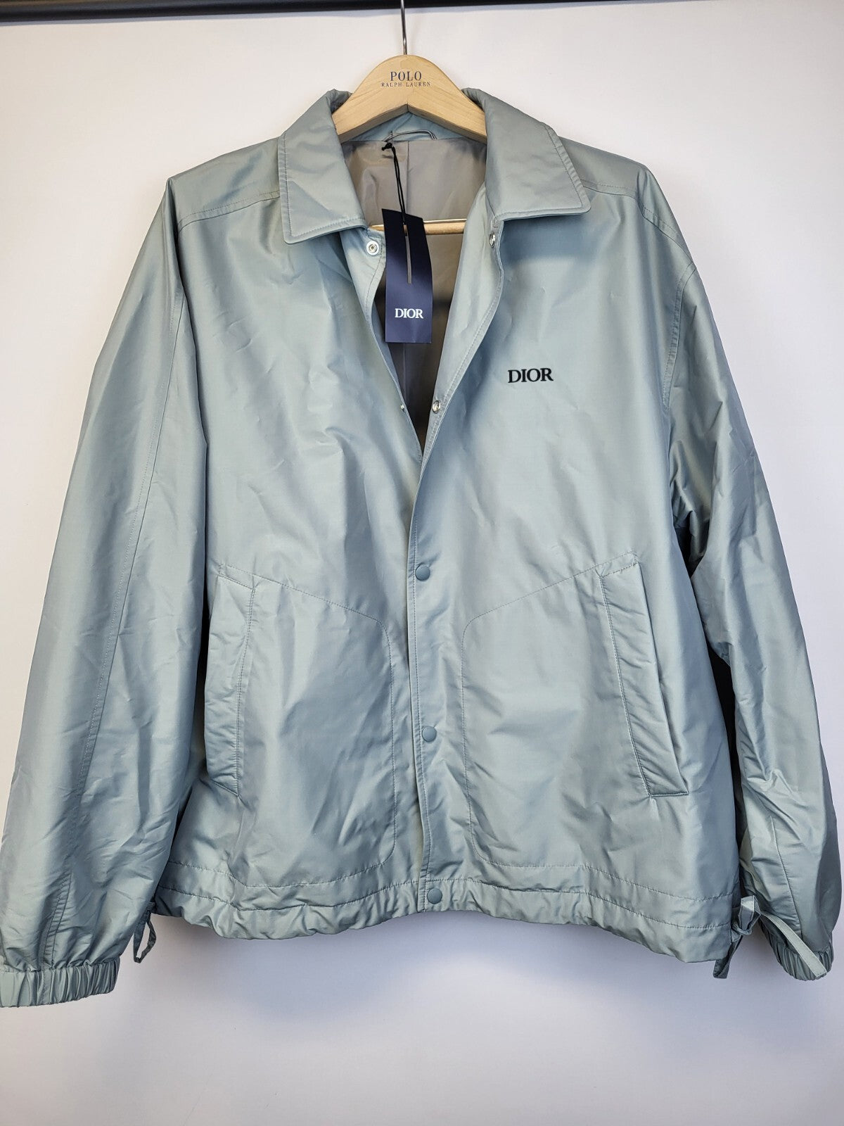 Dior Blouson Jacket Blue Silk Blend Size 54 XXL Men