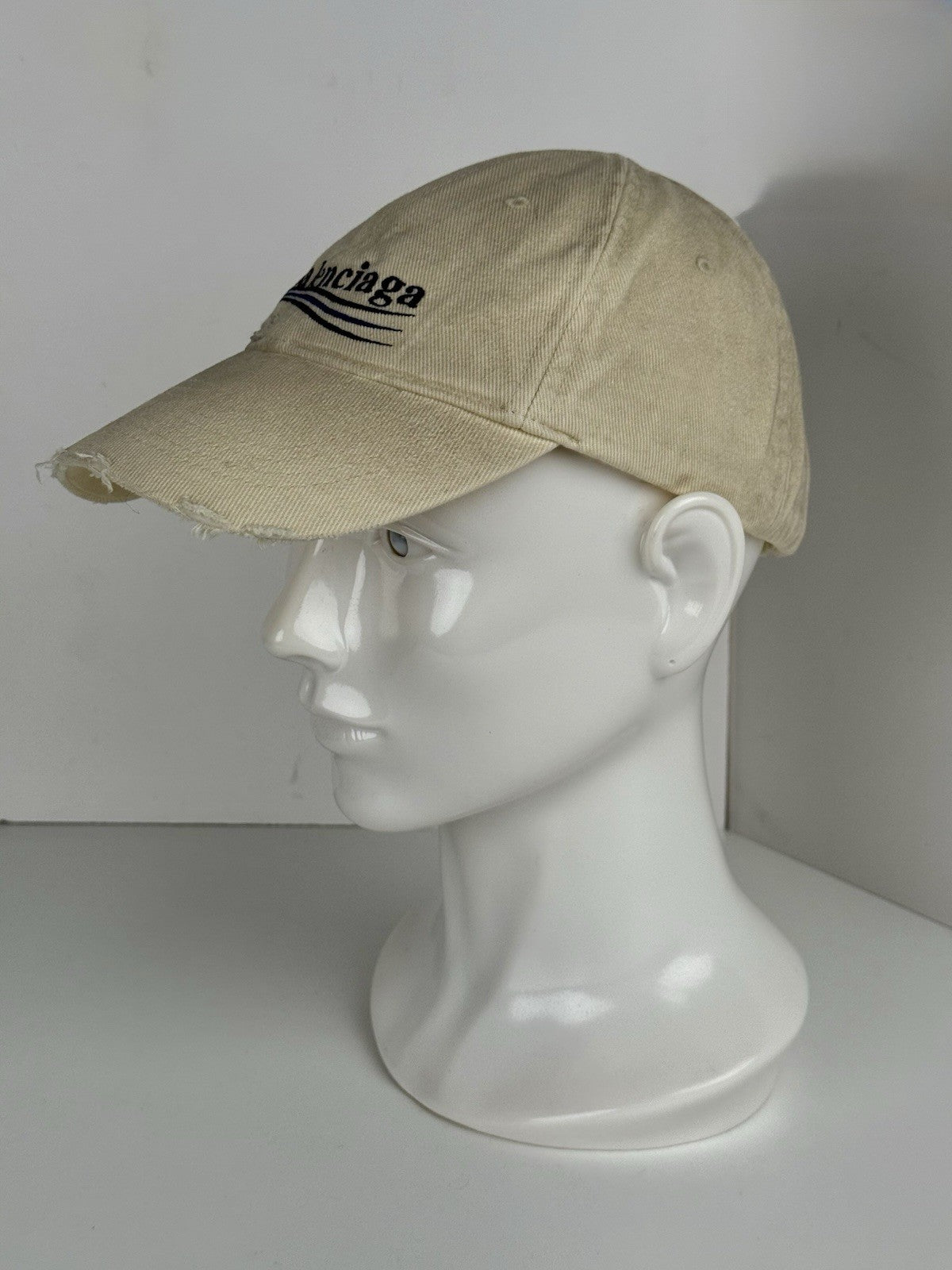 Balenciaga Baseball Cap Ivory Cotton Fabric