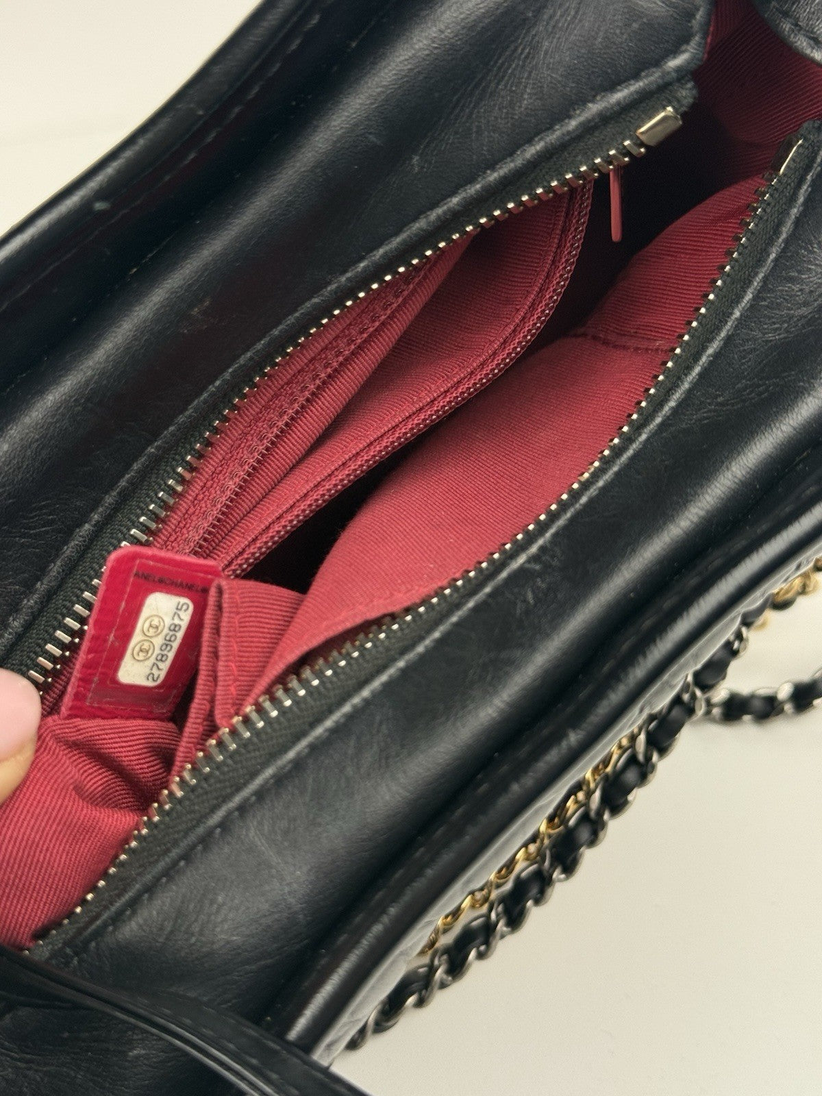 Chanel Gabrielle Aged Calfskin Quilted Small Hobo Black Shoulder Bag