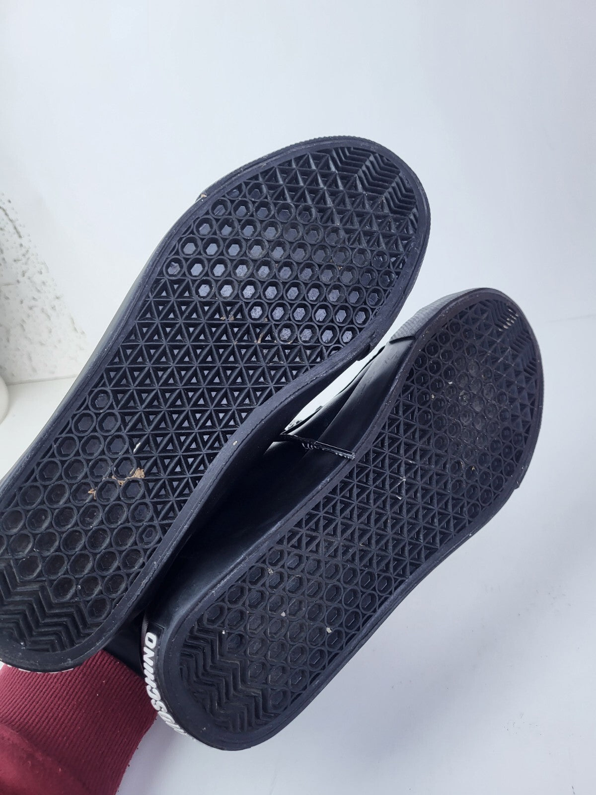 Moschino Heart Sneakers Black Leather Size 39 For Women