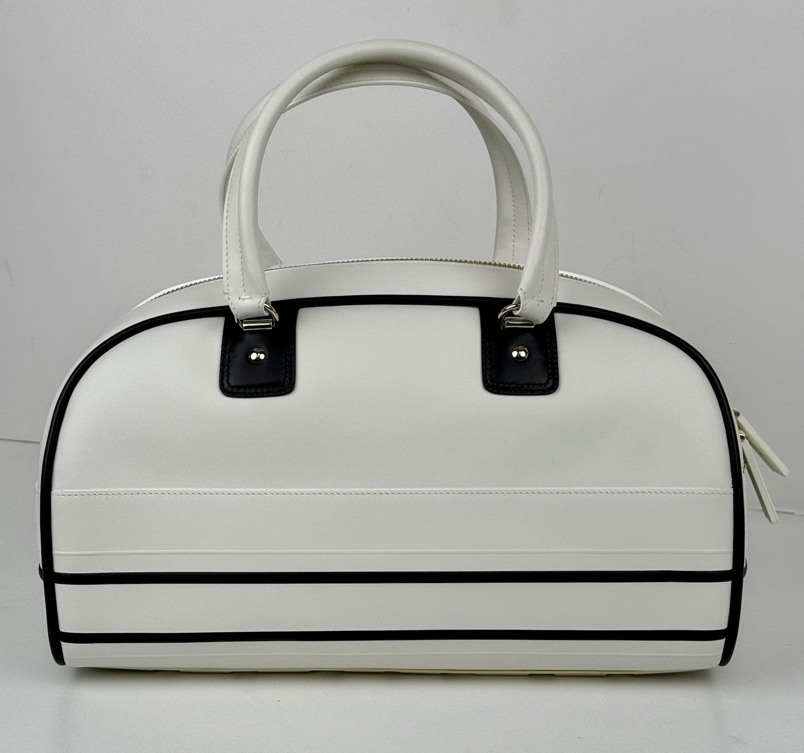 DIOR VIBE ZIP BOWLING Bag White Leather