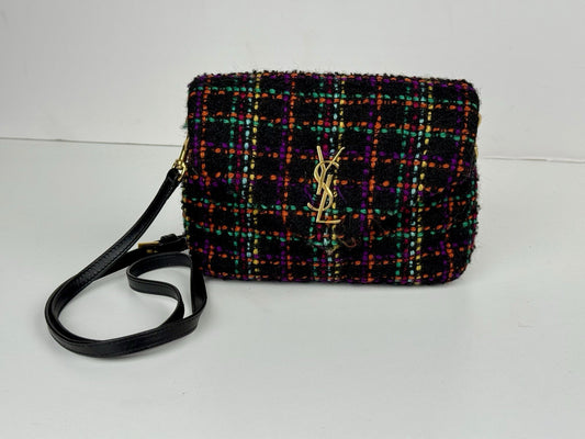 Saint Laure Tweed Toy Loulou Shoulder Bag Black