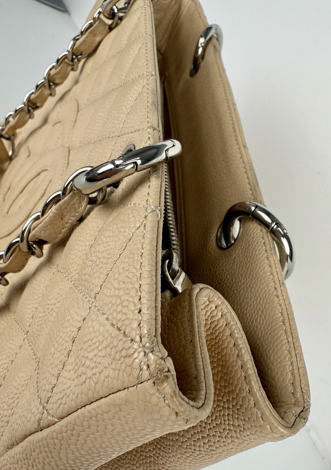 CHANEL Caviar Quilted Grand Shopping Tote Beige Bag