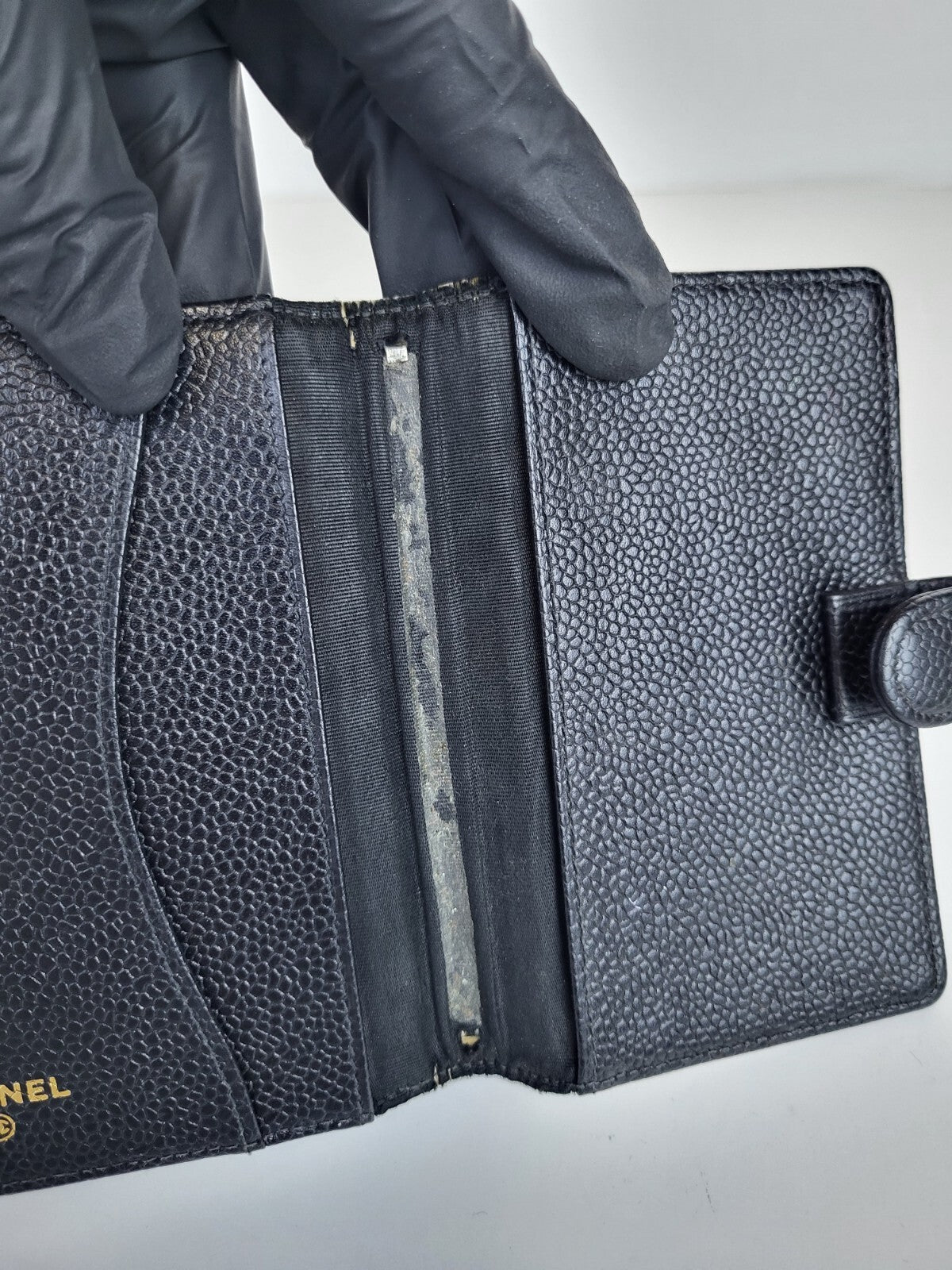 Chanel pocket book Cover Black Caviar Leather Notebook Cover