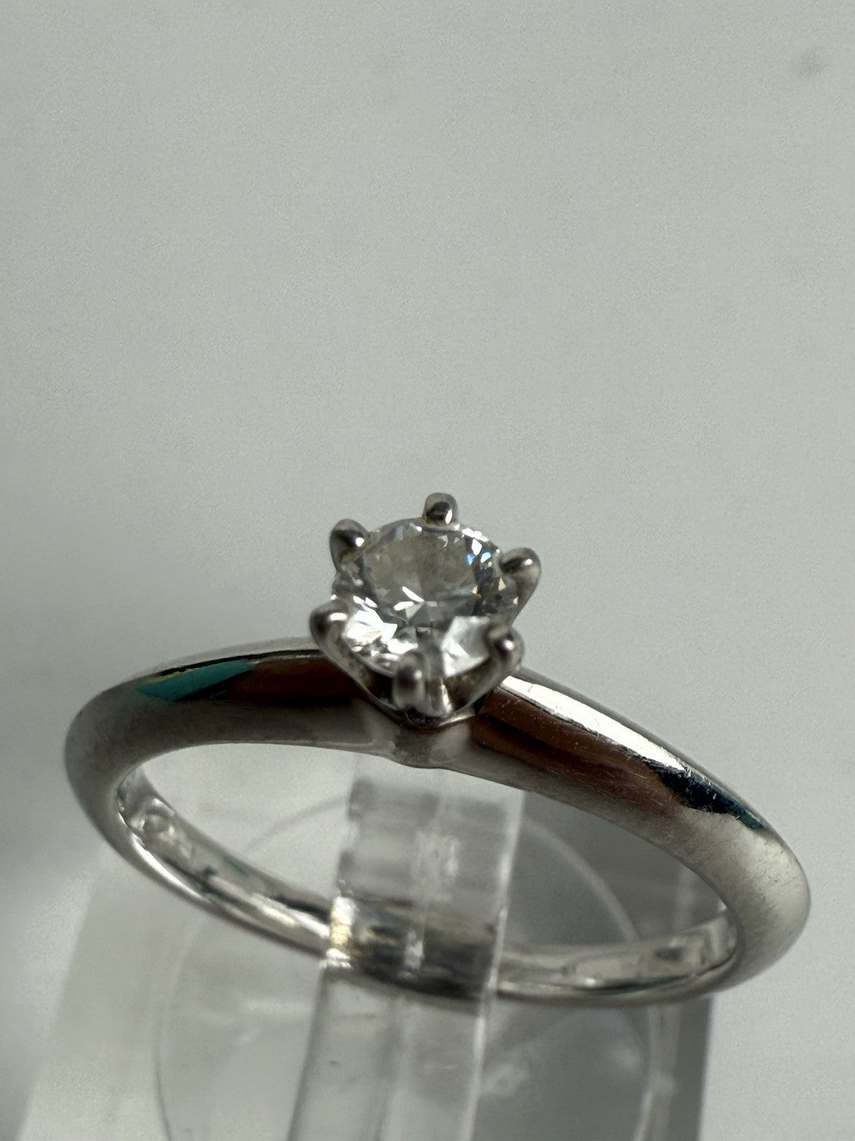 Tiffany & Co Platinum Diamond Engagement Ring 0.15 Carat Brilliant Cut Size 4.75