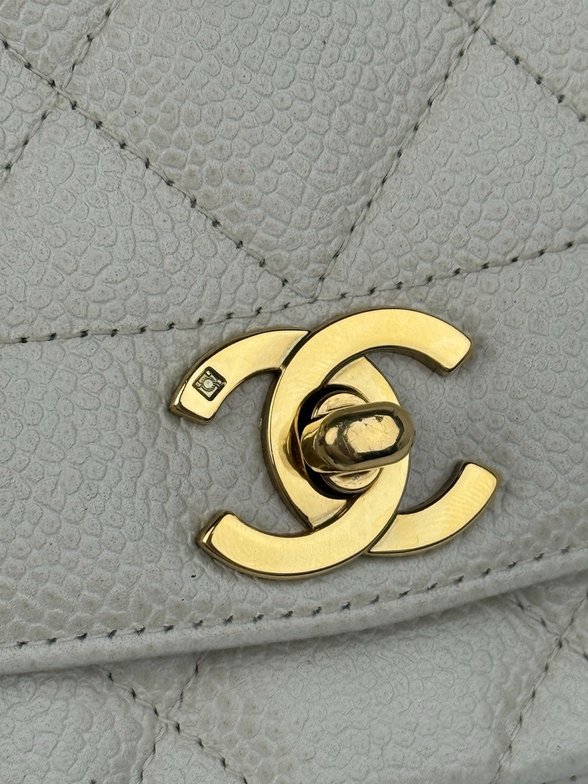 Chanel Diana Medium Caviar Leather Shoulder Bag Beige