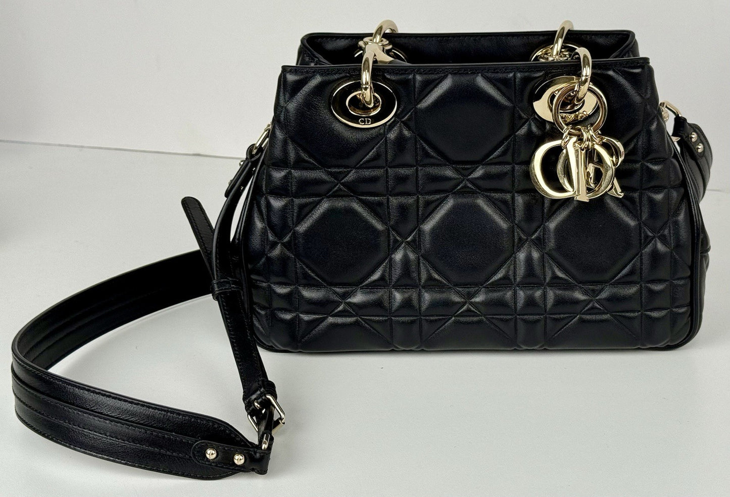 CHRISTIAN DIOR Bag Calfskin Cannage The Lady Black Leather Shoulder Bag