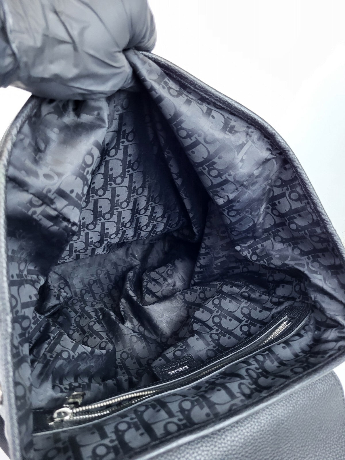 Dior Men's Backpack Saddle Bag Grained Black Leather