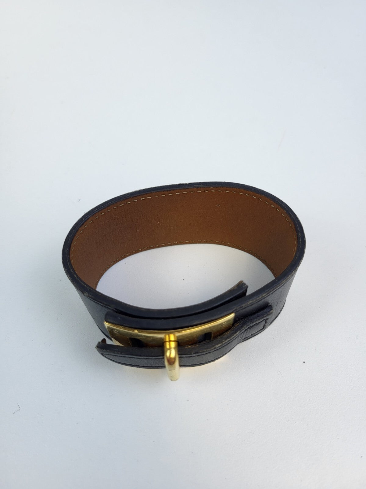 Hermès Leather Intense Wrap Bracelet Black Gold