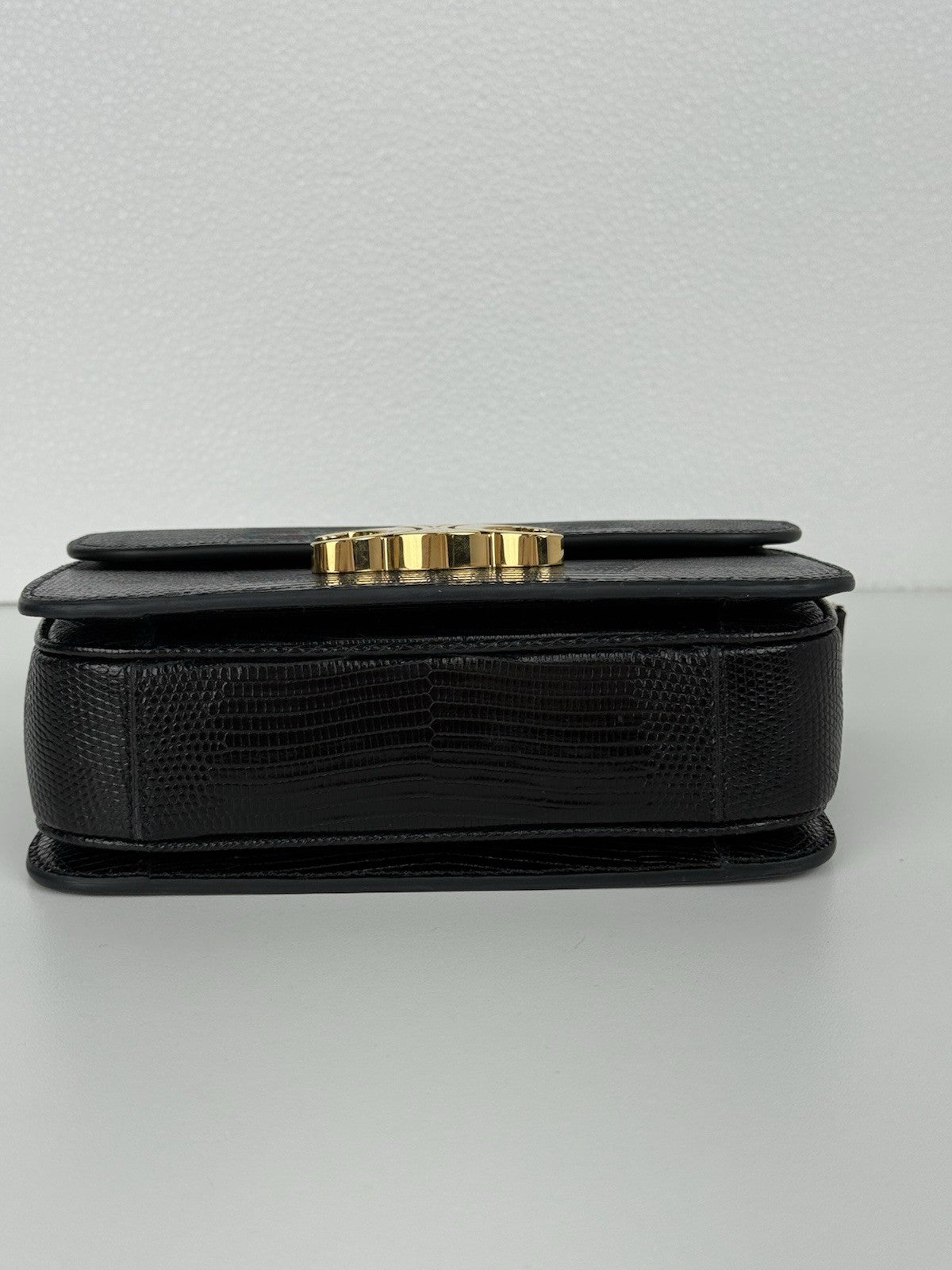 CELINE Teen Triomphe Lizard Black Women's Shoulder Bag