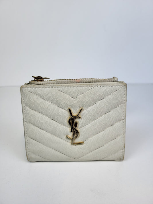 Saint Laurent Wallet Ivory Leather Small Wallet