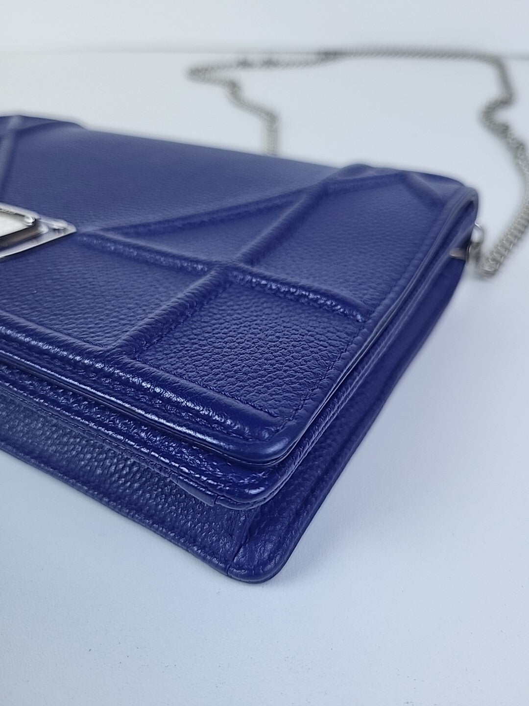 Christian Dior Diorama Wallet on Chain Blue Leather
