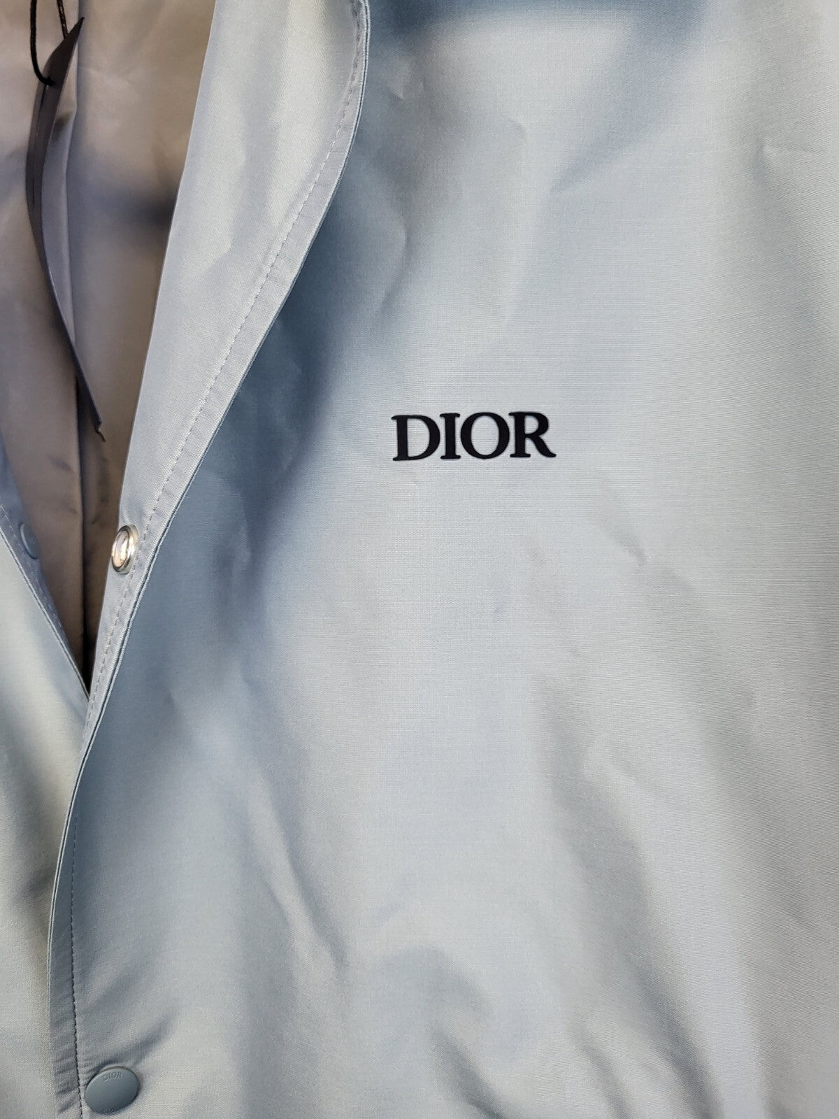Dior Blouson Jacket Blue Silk Blend Size 54 XXL Men