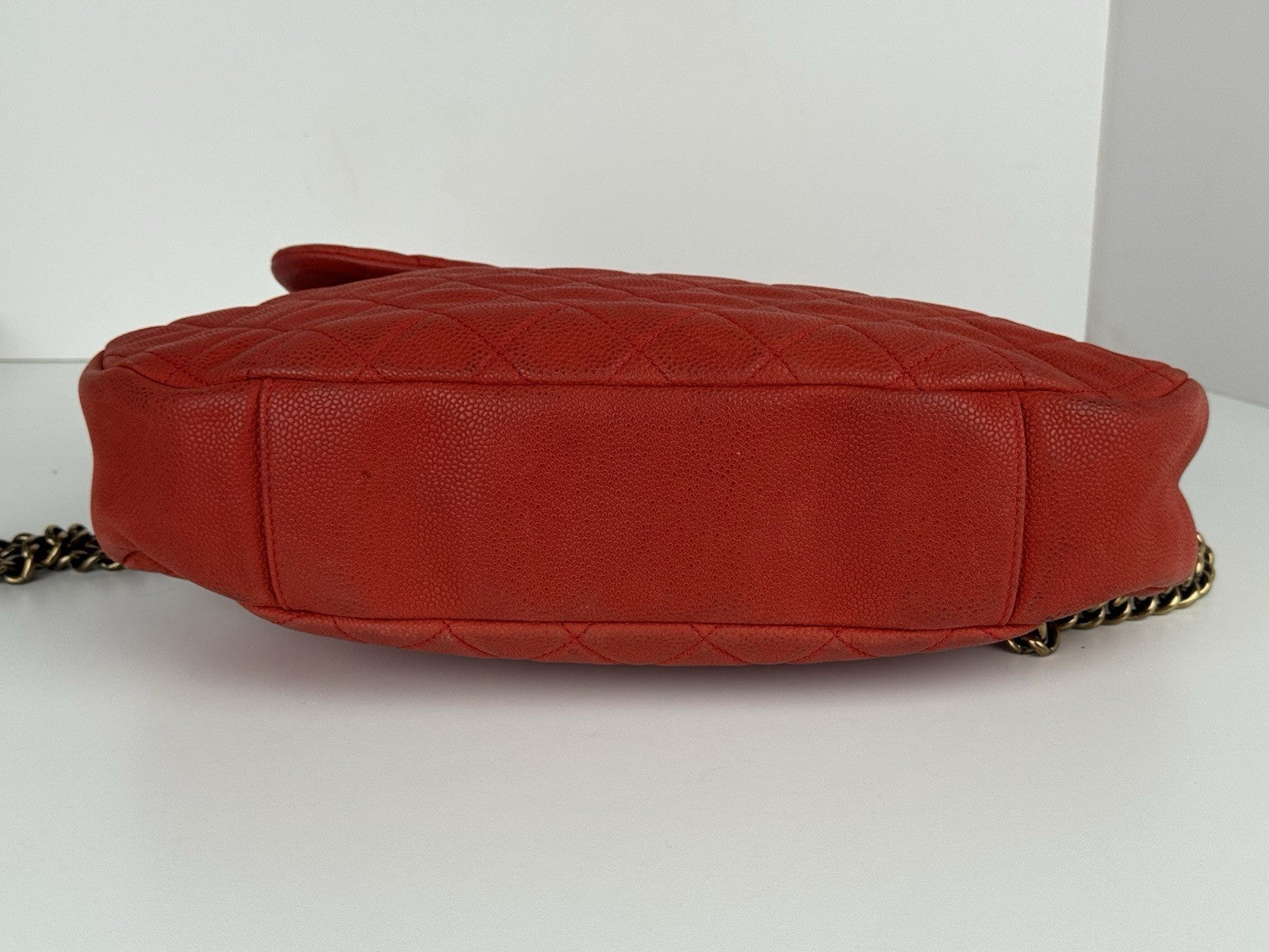 Chanel Caviar Leather Shoulder Bag Country Chic Red Leather