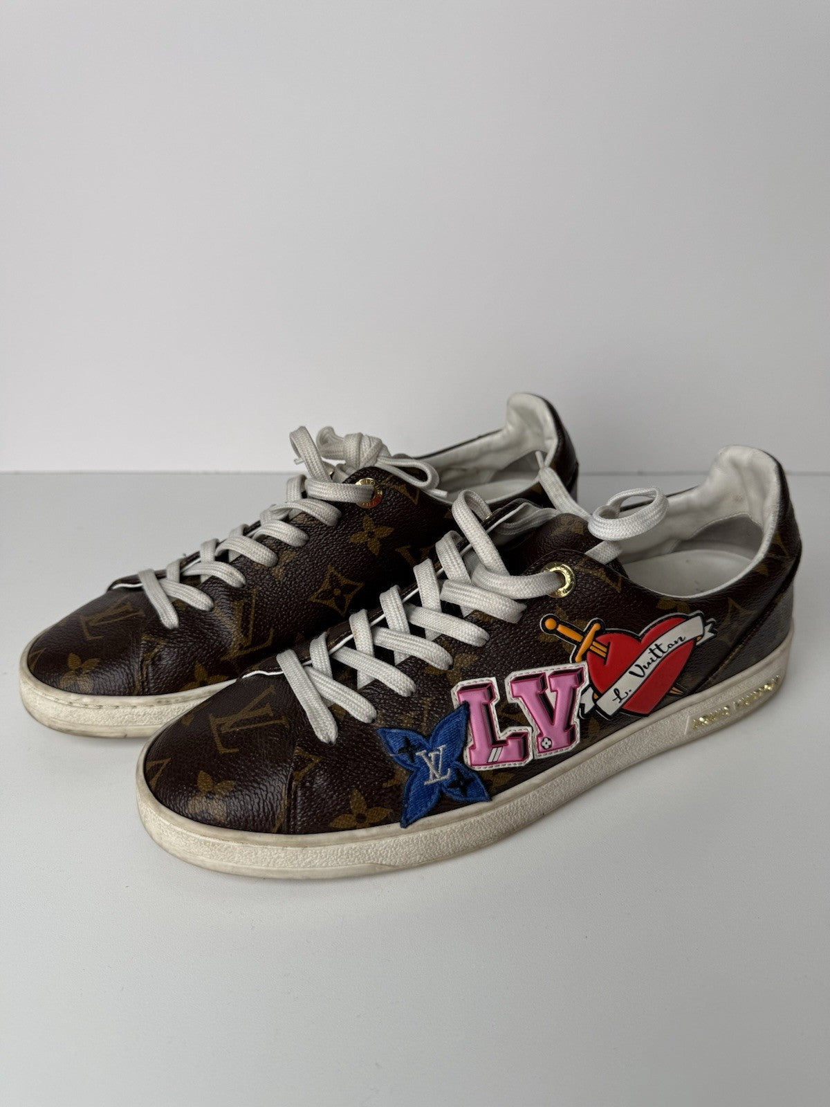 Calfskin Monogram LV Black Heart Sneakers  Size 38