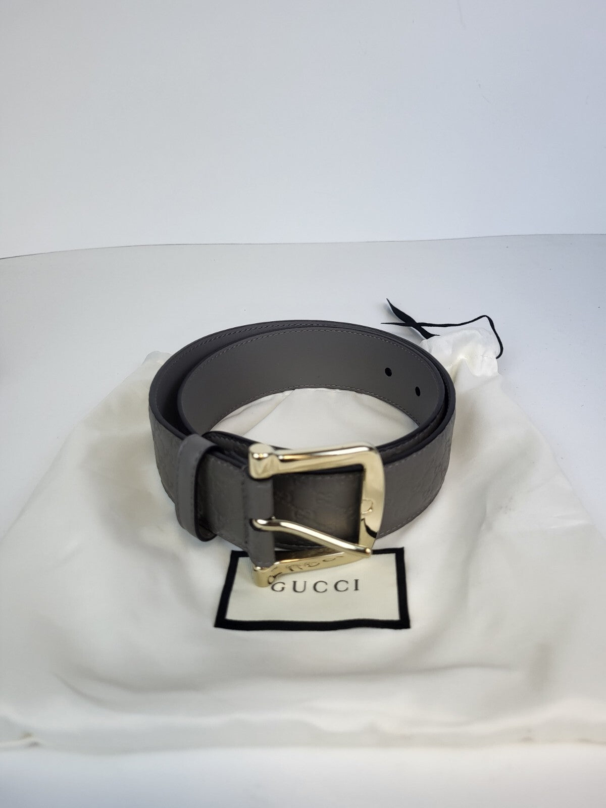 Gucci Belt Gray Monogram Leather 75/30