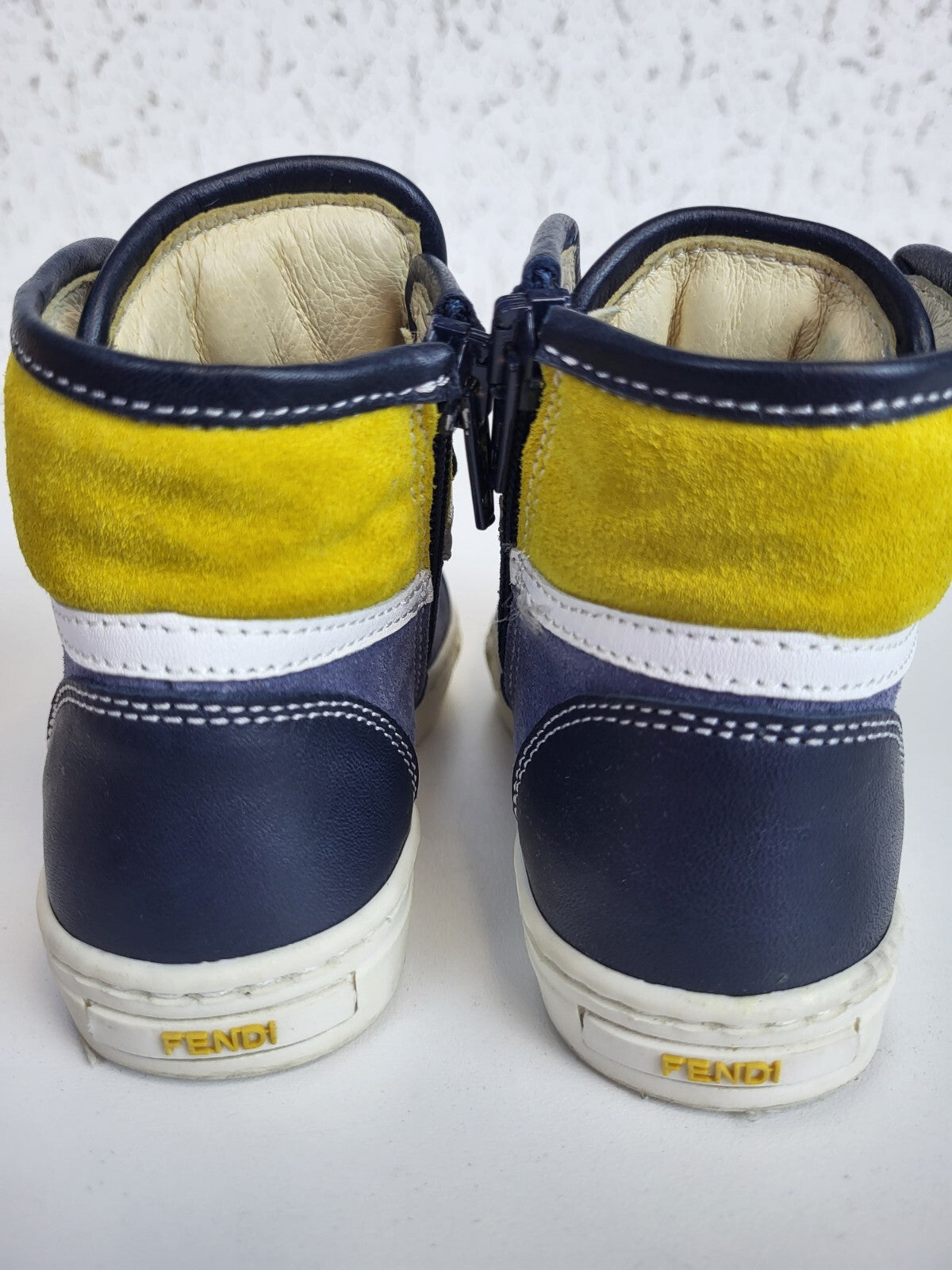 Fendi Boys' Suede High Top Sneakers - Blue Sizes 24