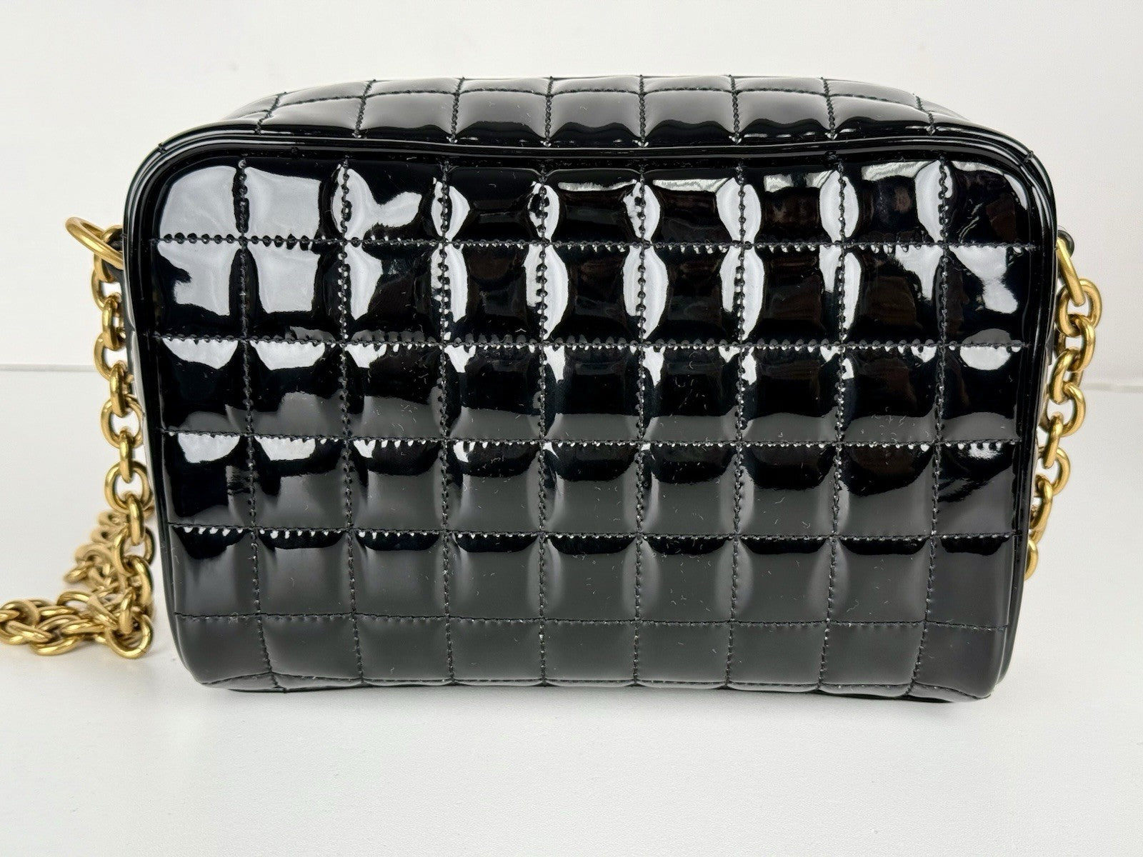 Saint Laurent Cassandre Mini Camera Bag in Quilted Patent Leather Glossy