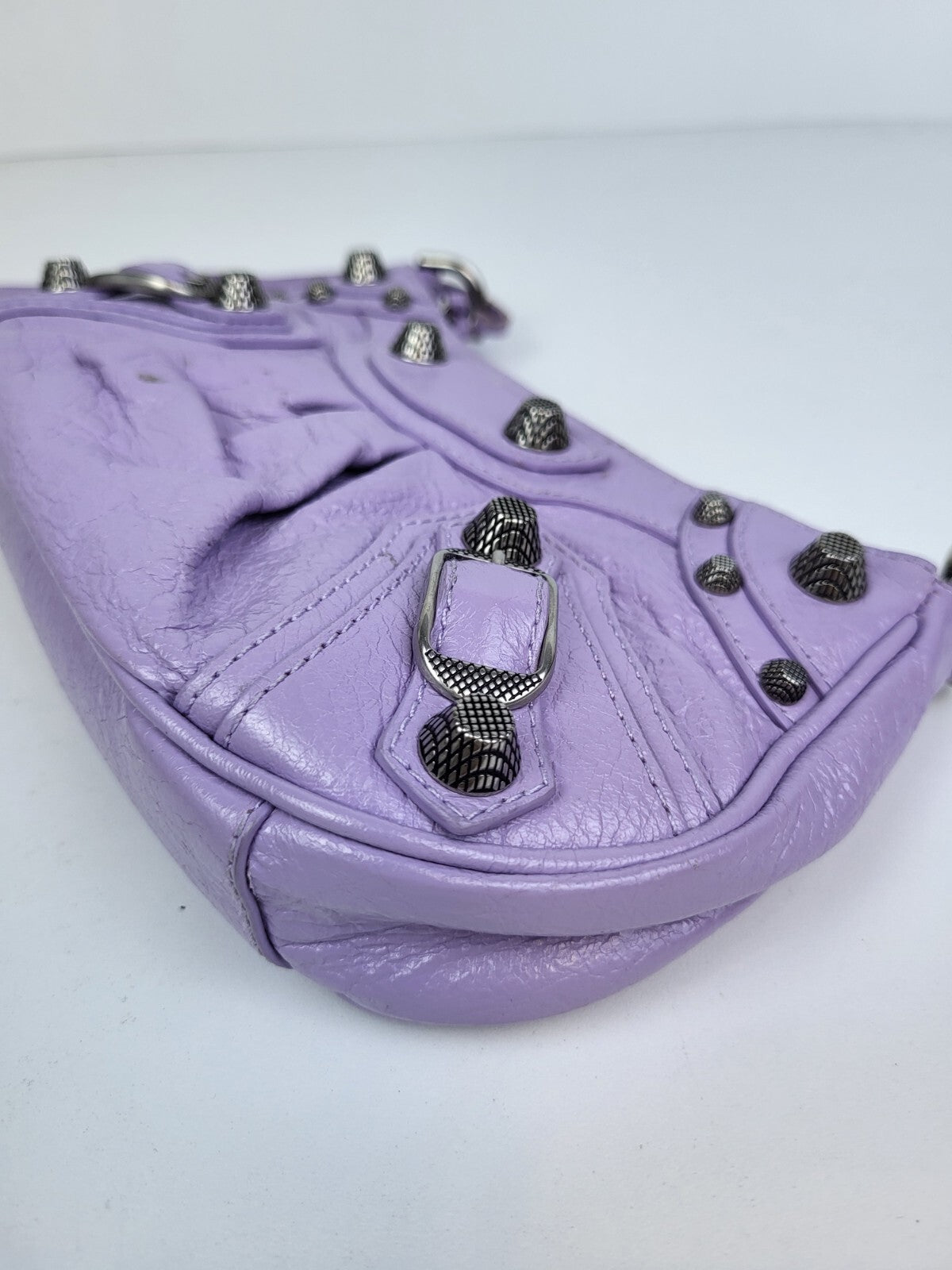 Balenciaga Le Cagole Mini Lilac Leather Chain Crossbody Bag